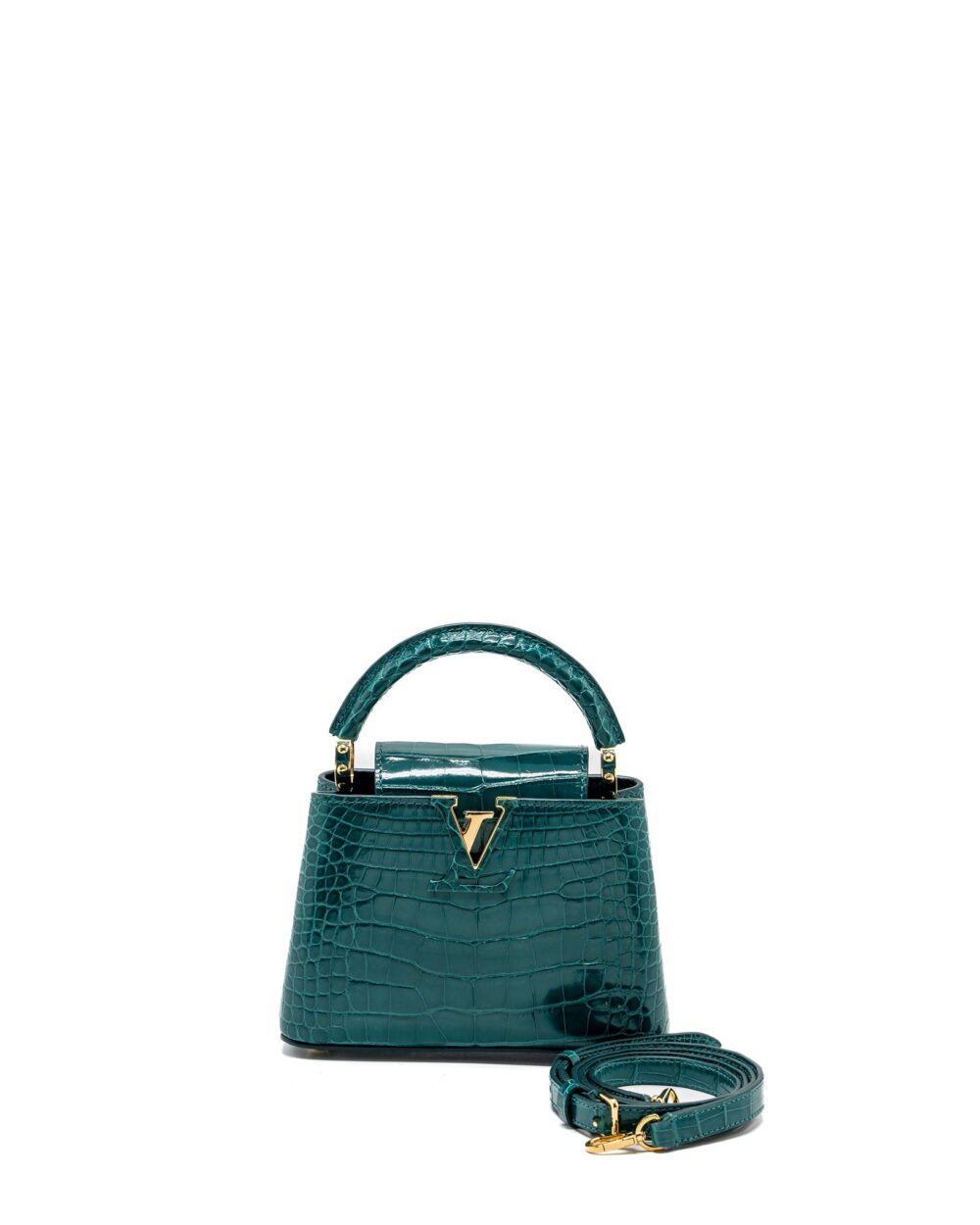 AAA Replica Louis Vuitton LV CAPUCINES MINI CROCODILE BRILLANT BLUE CANARD GHW