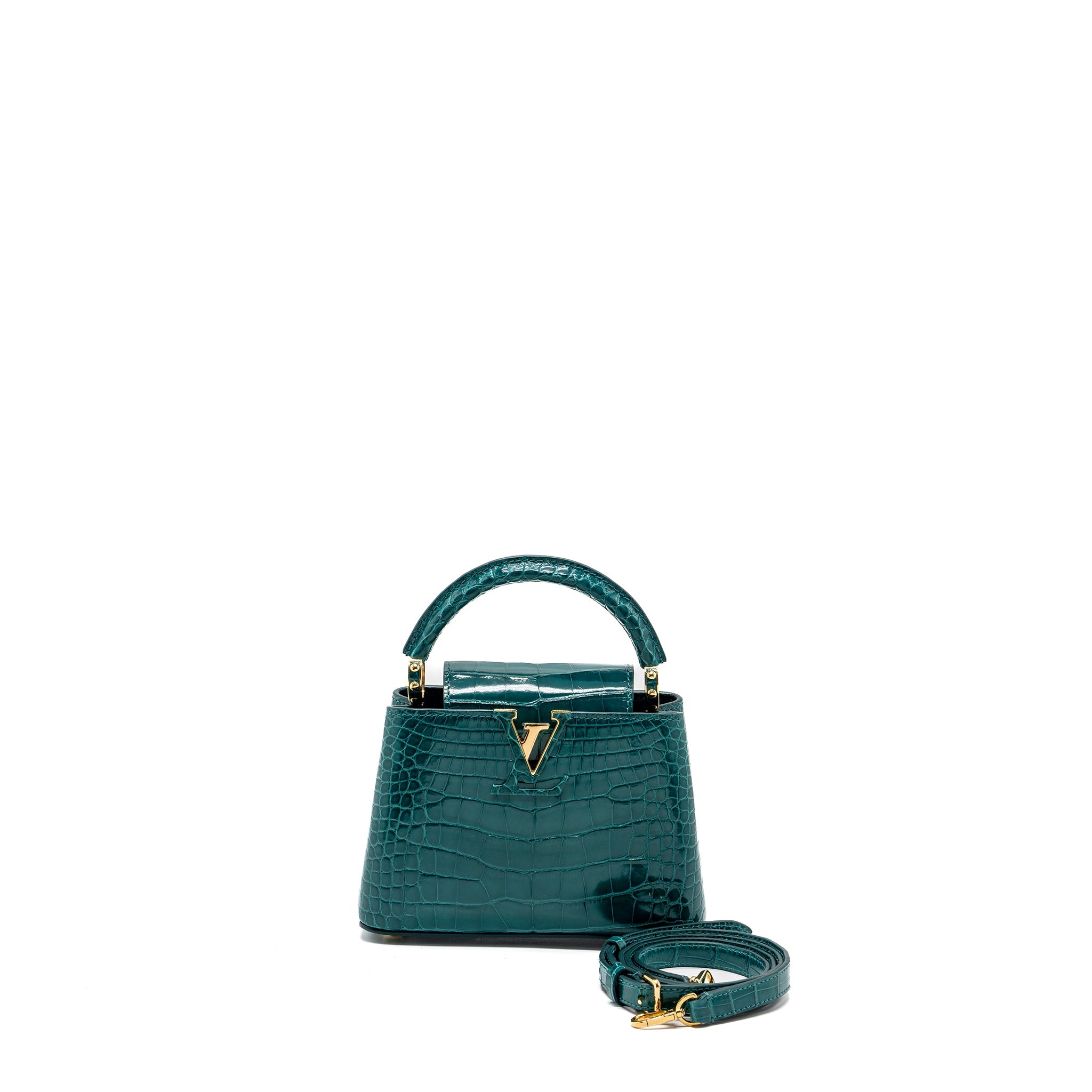 AAA Replica Louis Vuitton LV CAPUCINES MINI CROCODILE BRILLANT BLUE CANARD GHW