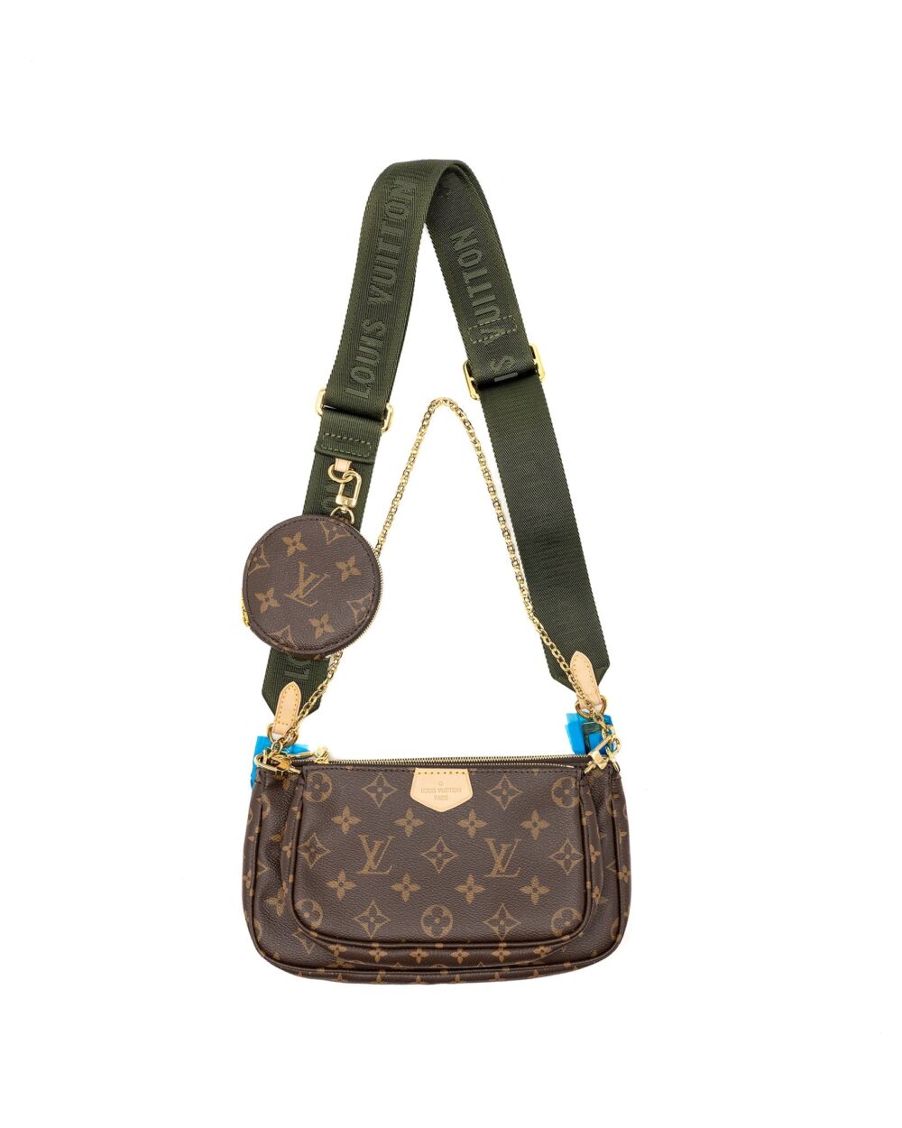 AAA Replica Louis Vuitton LV MULTI POCHETTE MONOGRAM CANVAS KHAKI STRAP GHW