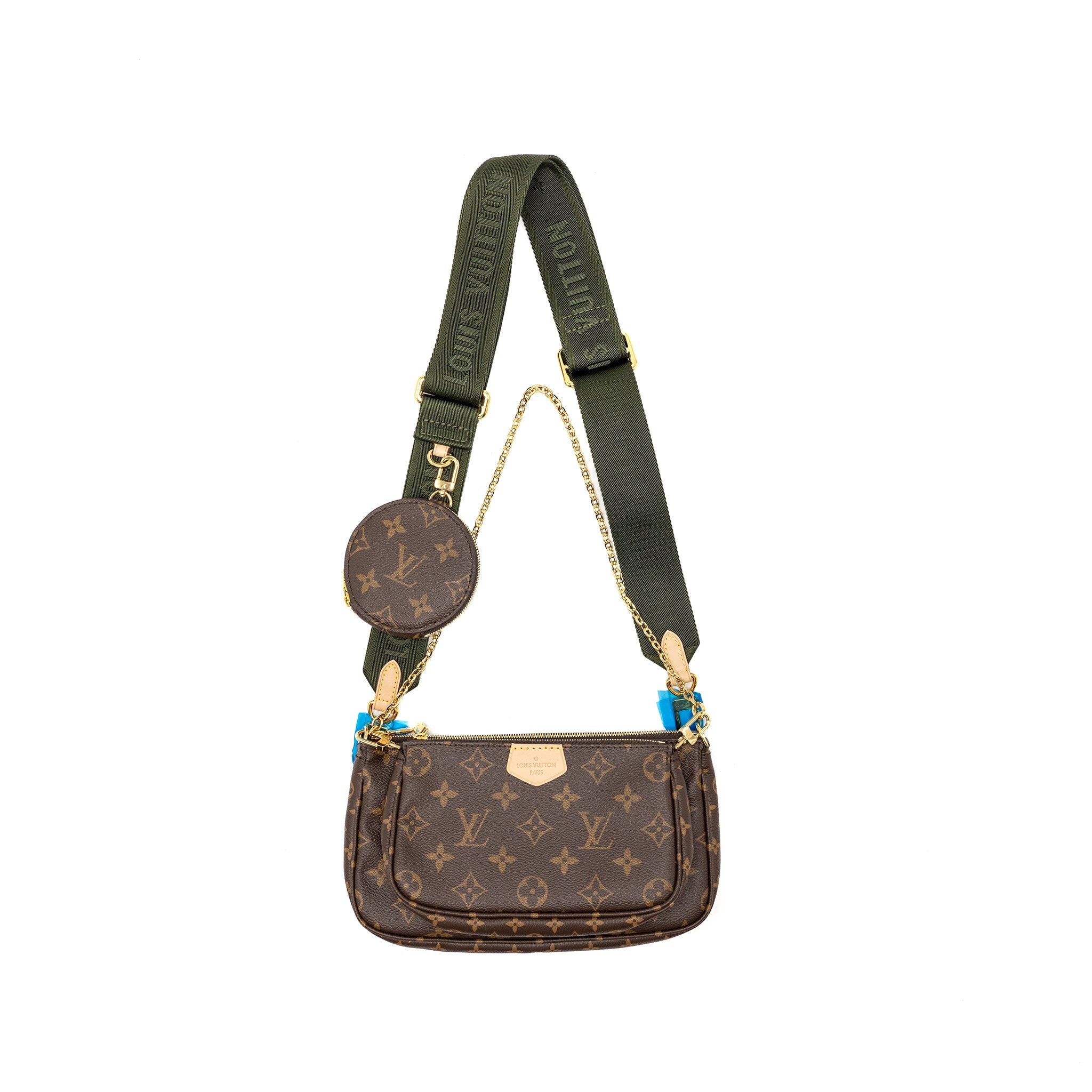 AAA Replica Louis Vuitton LV MULTI POCHETTE MONOGRAM CANVAS KHAKI STRAP GHW