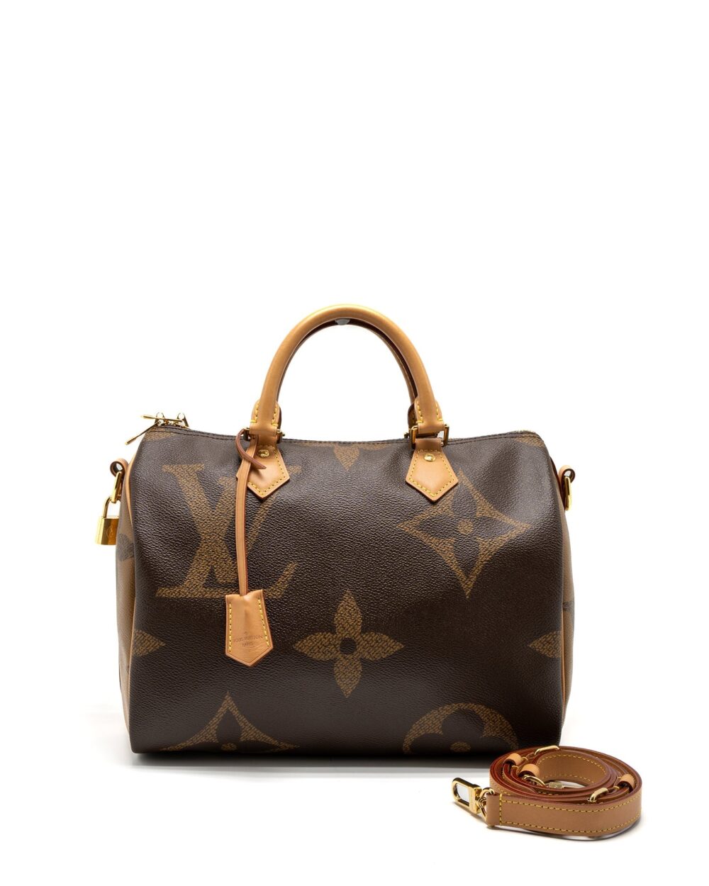 AAA Replica Louis Vuitton LV SPEEDY 30 BANDOULIERE GIANT MONOGRAM REVERSE CANVAS GHW