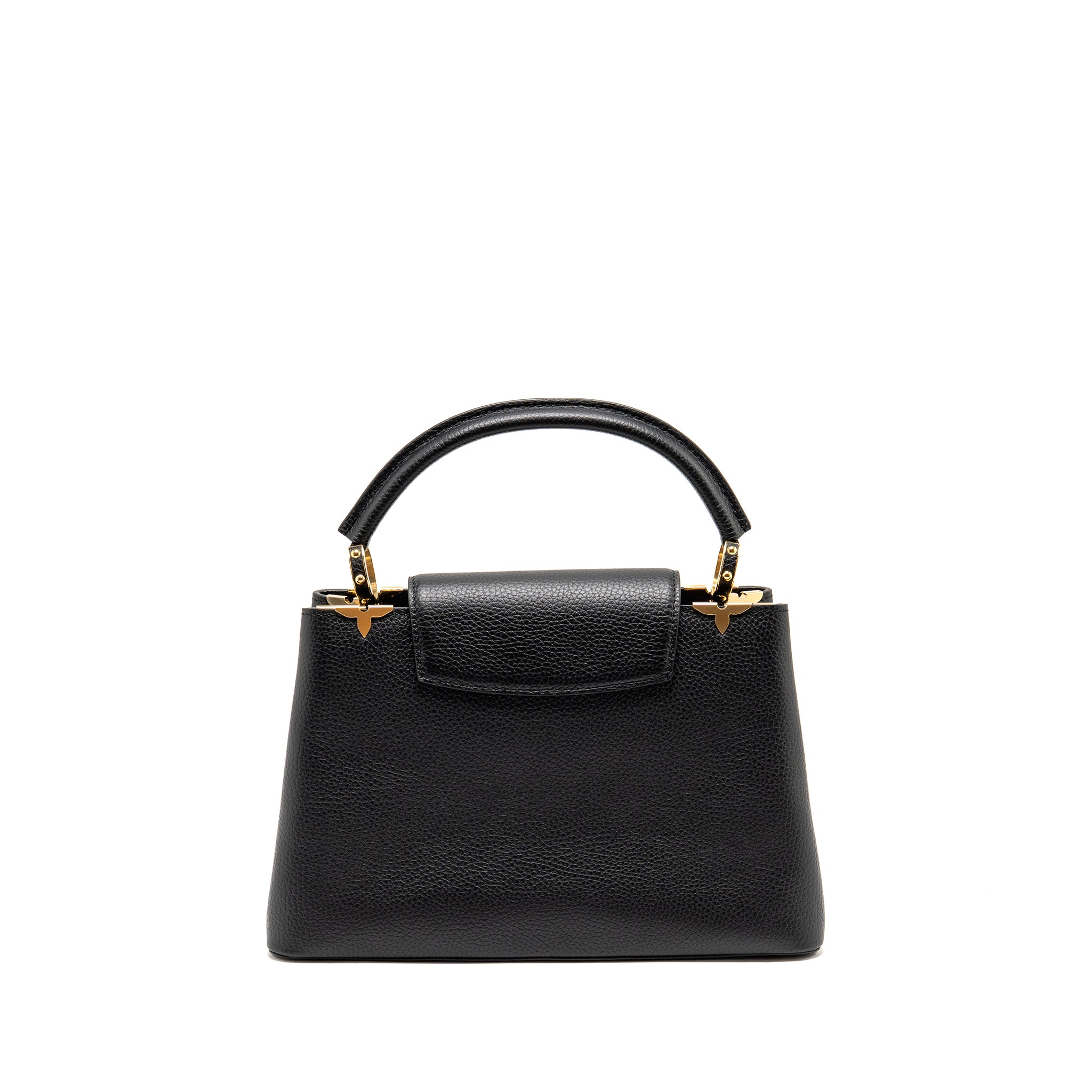 AAA Replica Louis Vuitton LV CAPUCINES MM TAURILLON LEATHER BLACK GHW