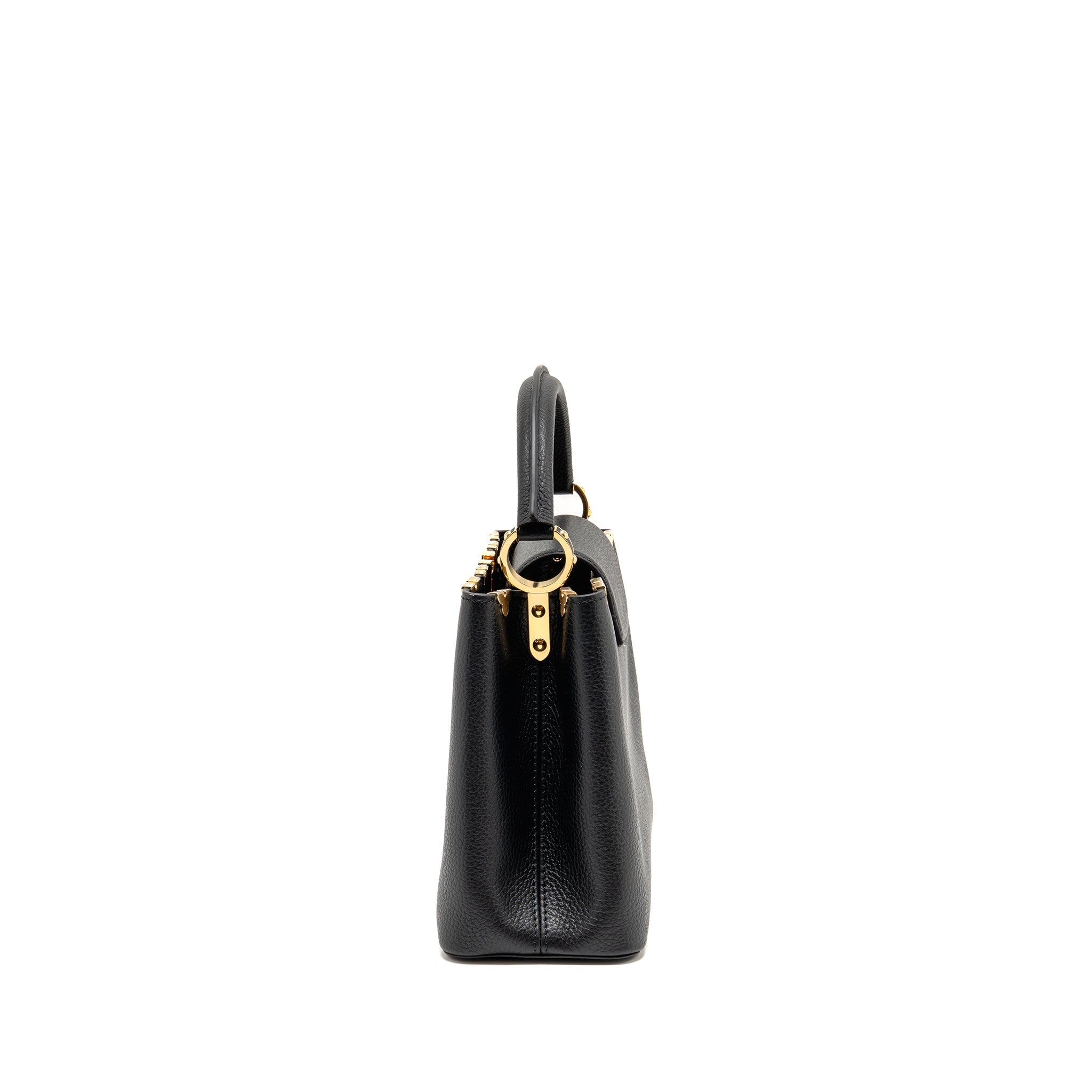 AAA Replica Louis Vuitton LV CAPUCINES MM TAURILLON LEATHER BLACK GHW