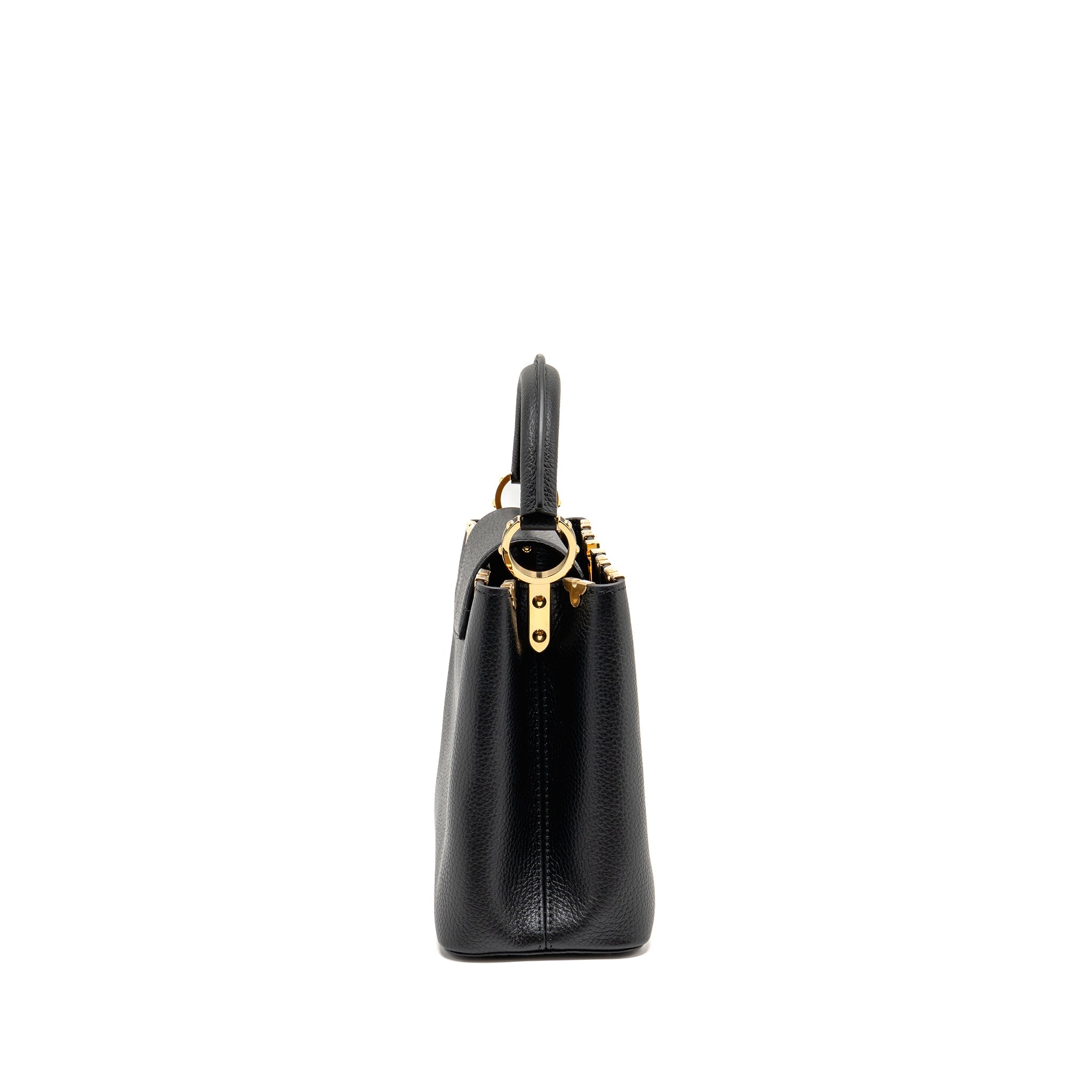 AAA Replica Louis Vuitton LV CAPUCINES MM TAURILLON LEATHER BLACK GHW