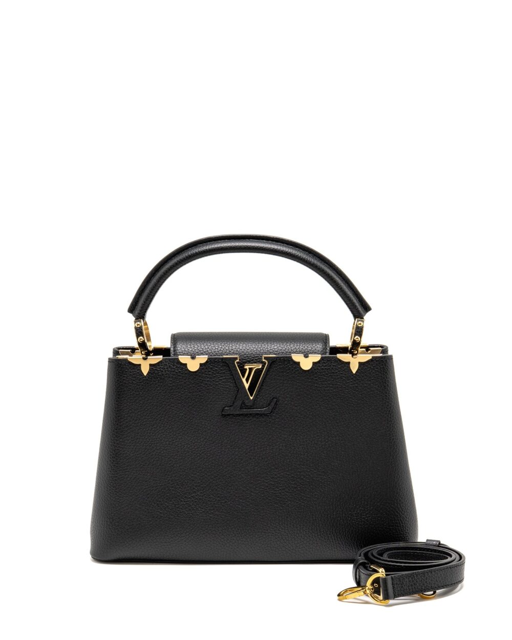 AAA Replica Louis Vuitton LV CAPUCINES MM TAURILLON LEATHER BLACK GHW