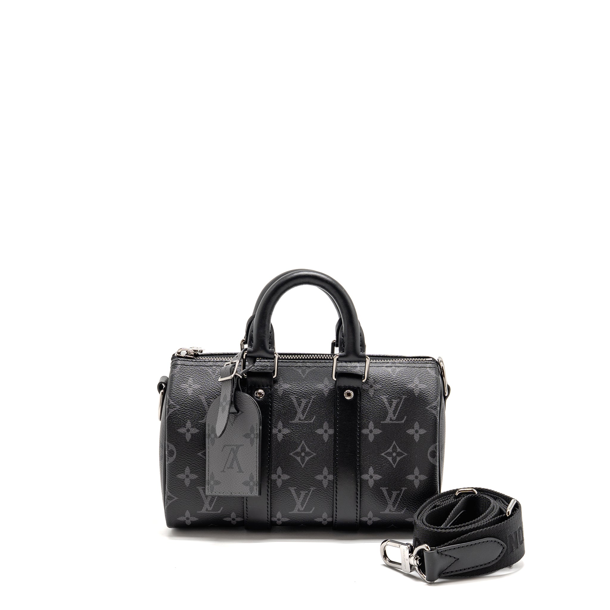 AAA Replica Louis Vuitton LV KEEPALL BANDOULIERE 25 MONOGRAM ECLIPSE SHW