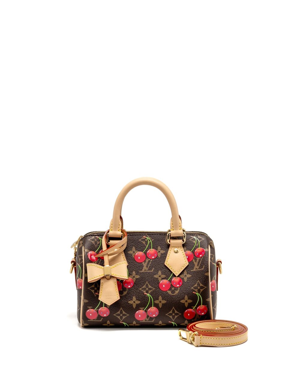 AAA Replica Louis Vuitton LV X TAKASHI MURAKAMI SPEEDY BANDOULIERE 20 MONOGRAM CHERRY COATED CANVAS MULTICOLOURED GHW