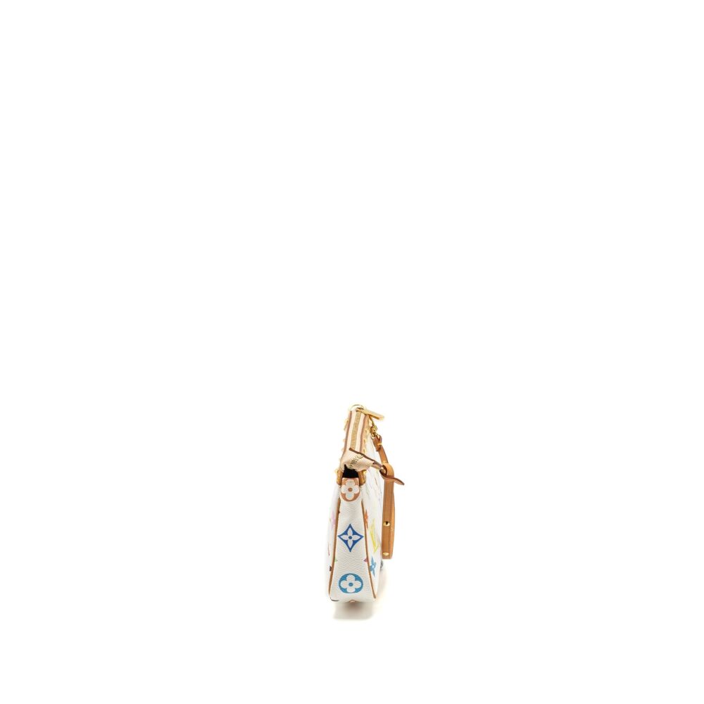 AAA Replica Louis Vuitton LV TAKASHI MURAKAMI POCHETTE ACCESSORIES MONOGRAM WHITE/MULTICOLOUR GHW