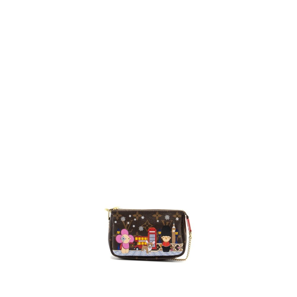 AAA Replica Louis Vuitton LV MINI POCHETTE ACCESSORIES 2021 XMAS LONDON LIMITED EDITION MULTICOLOUR GHW