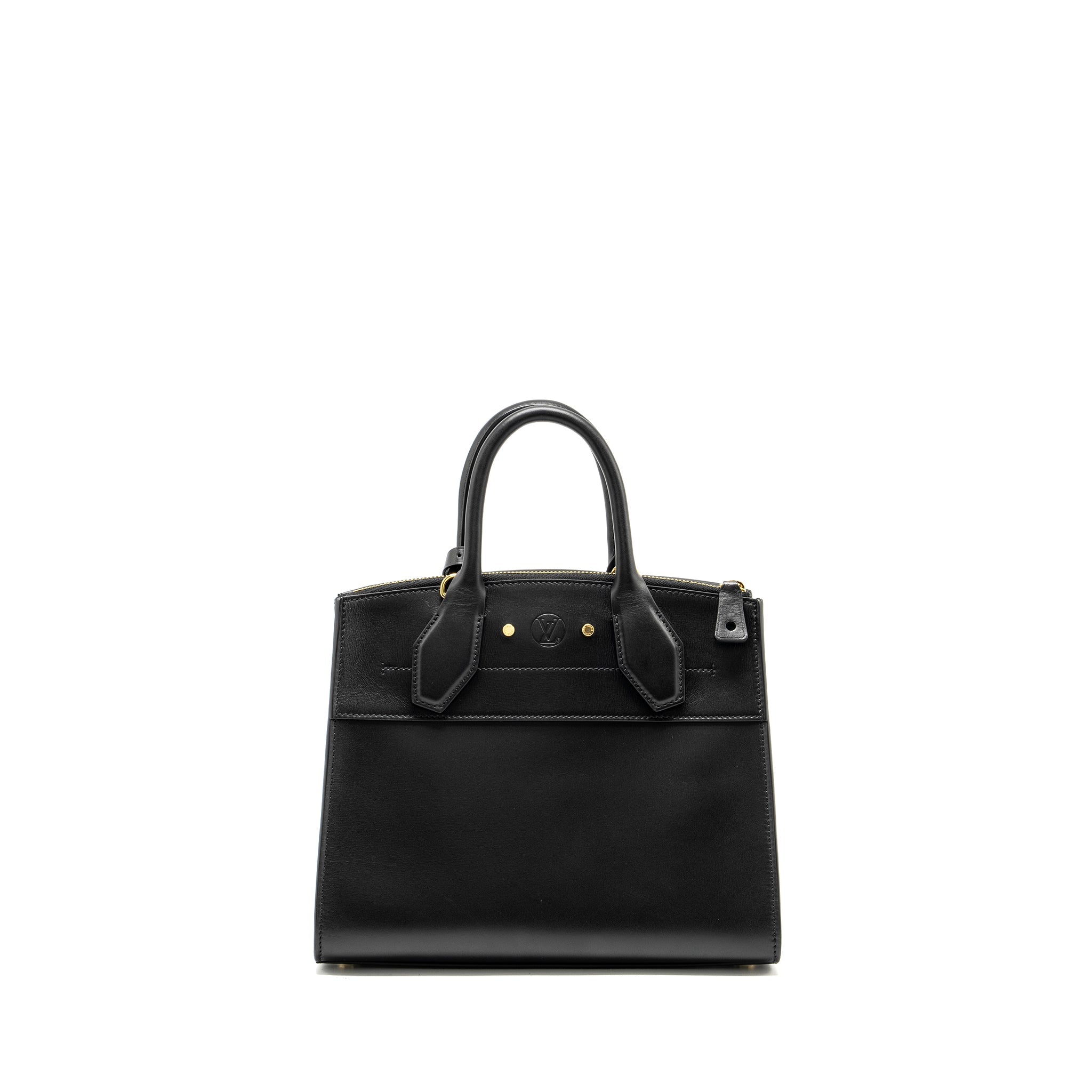 AAA Replica Louis Vuitton LV CITY STEAMER PM GRAINED CALFSKIN BLACK GHW