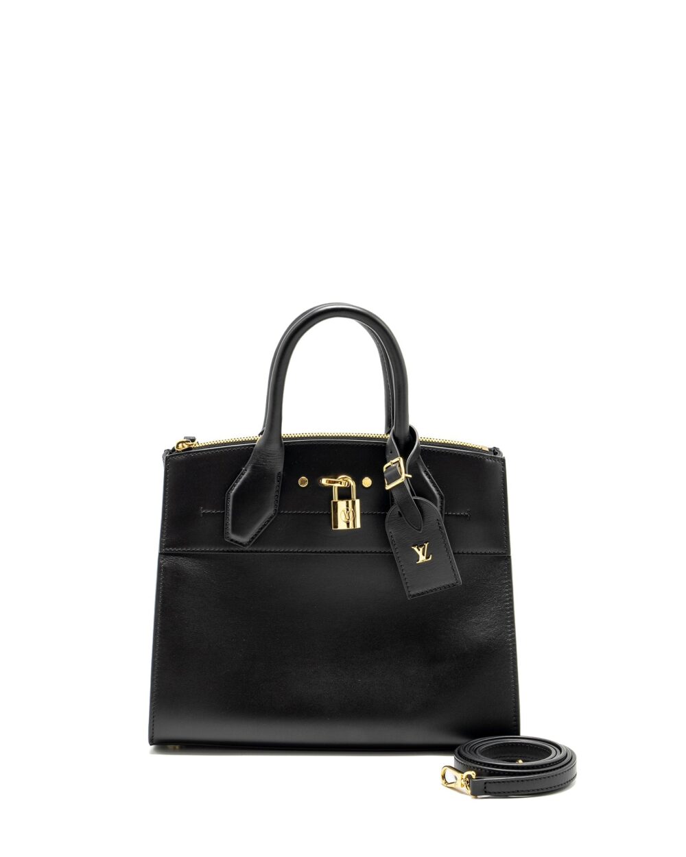 AAA Replica Louis Vuitton LV CITY STEAMER PM GRAINED CALFSKIN BLACK GHW