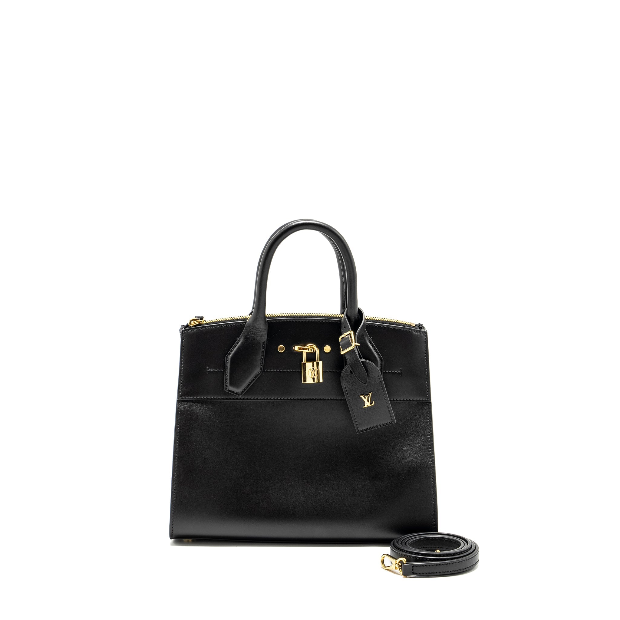 AAA Replica Louis Vuitton LV CITY STEAMER PM GRAINED CALFSKIN BLACK GHW