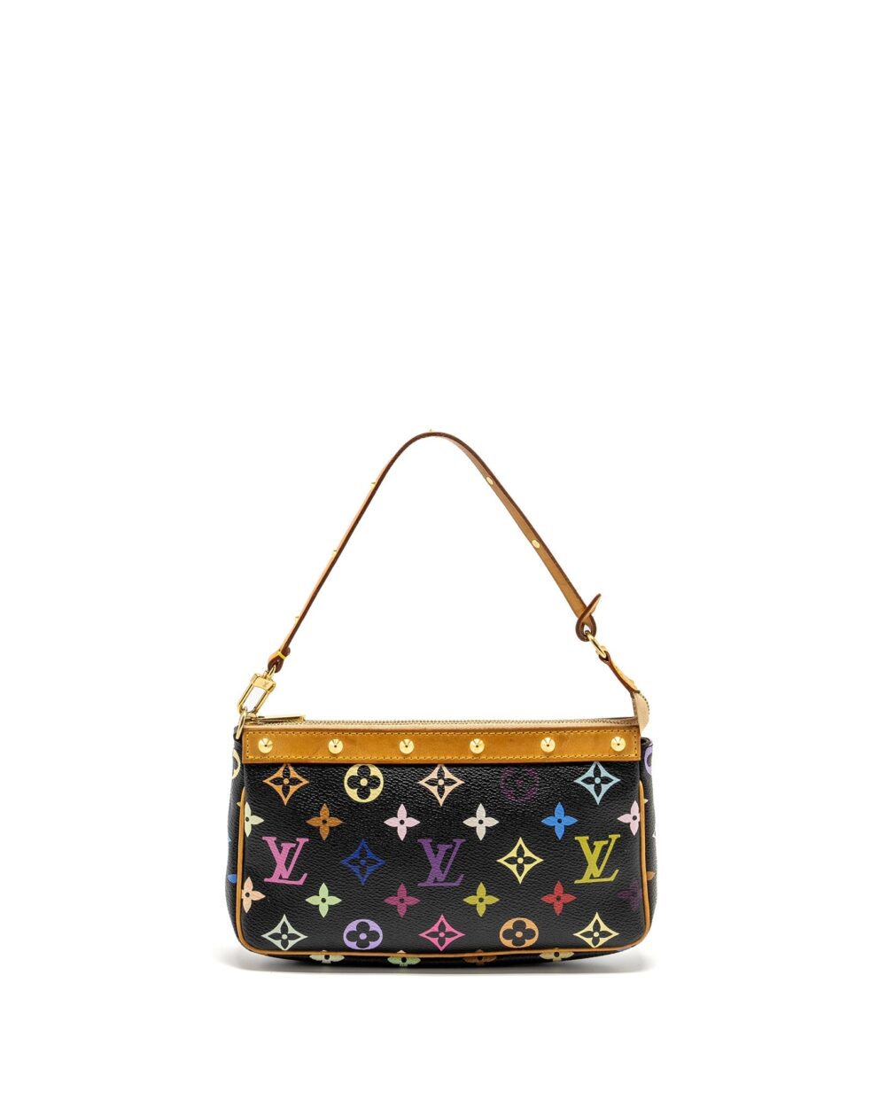 AAA Replica Louis Vuitton LV POCHETTE ACCESSORIES CANVAS BLACK MULTICOLOUR GHW