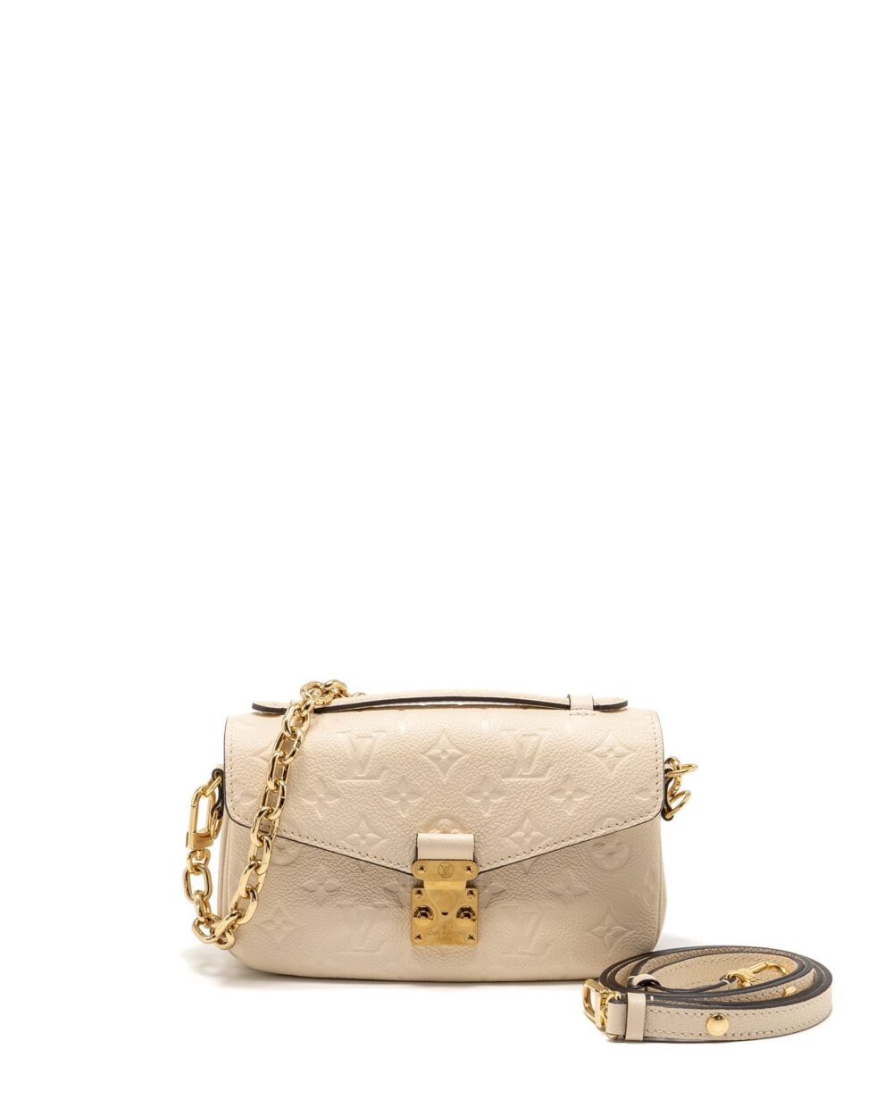 AAA Replica Louis Vuitton LV POCHETTE MÉTIS EAST WEST MONOGRAM EMPREINTE LEATHER CREAM GHW