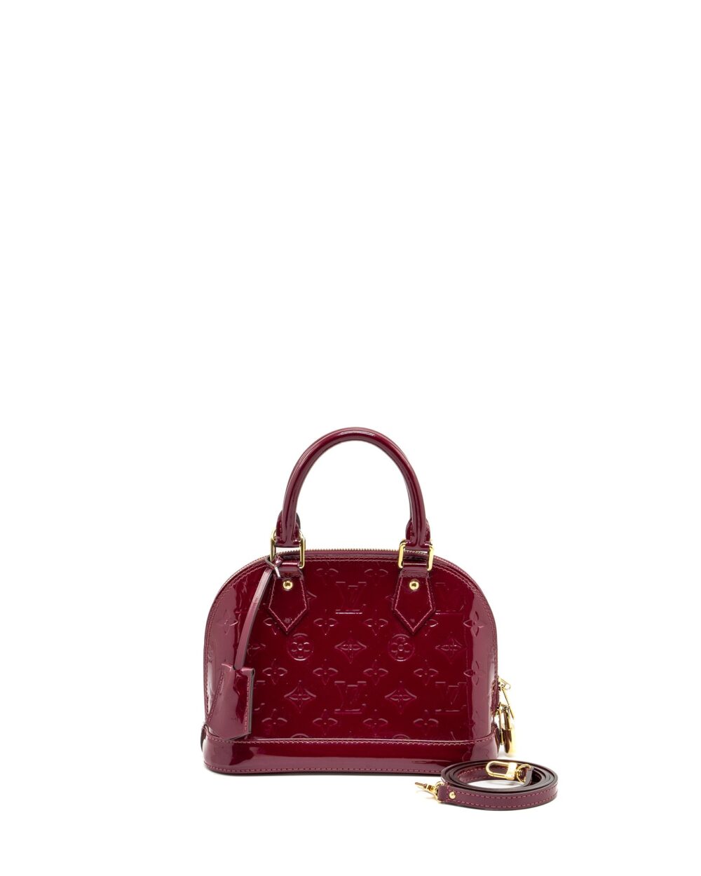 AAA Replica Louis Vuitton LV ALMA BB PATENT LEATHER INDIAN ROSE GHW