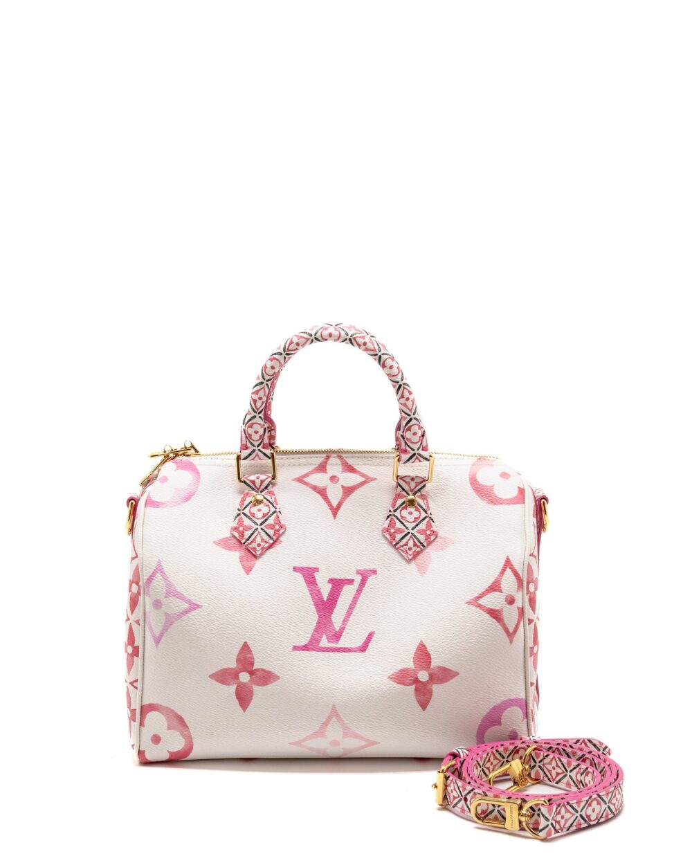 AAA Replica Louis Vuitton LV BY THE POOL SPEEDY BANDOULIERE 25 GIANT MONOGRAM CANVAS PINK/WHITE GHW