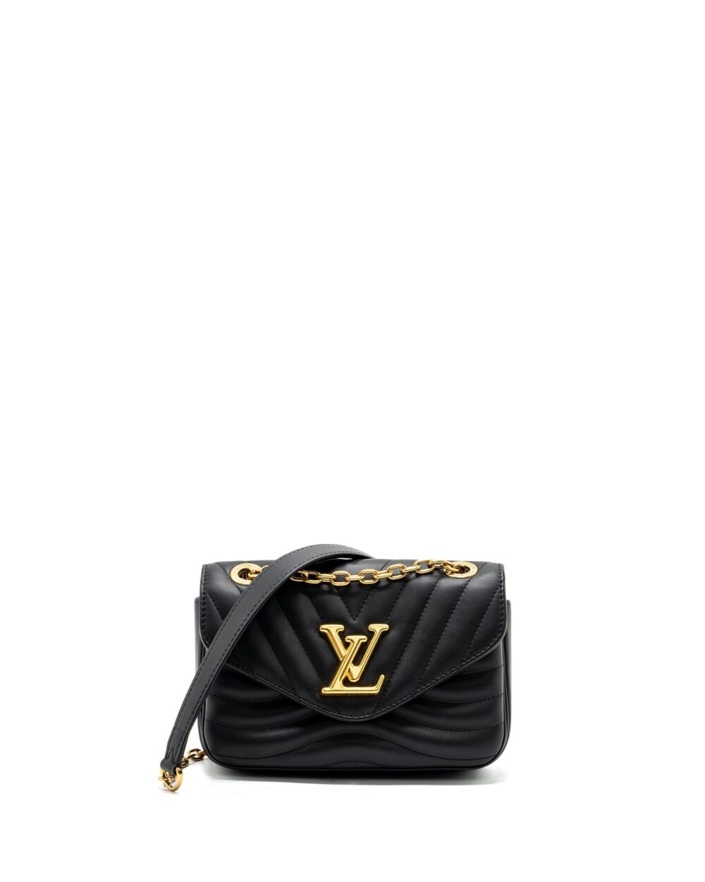 AAA Replica Louis Vuitton LV NEW WAVE PM CHAIN BAG CALFSKIN BLACK GHW (NEW VERSION)