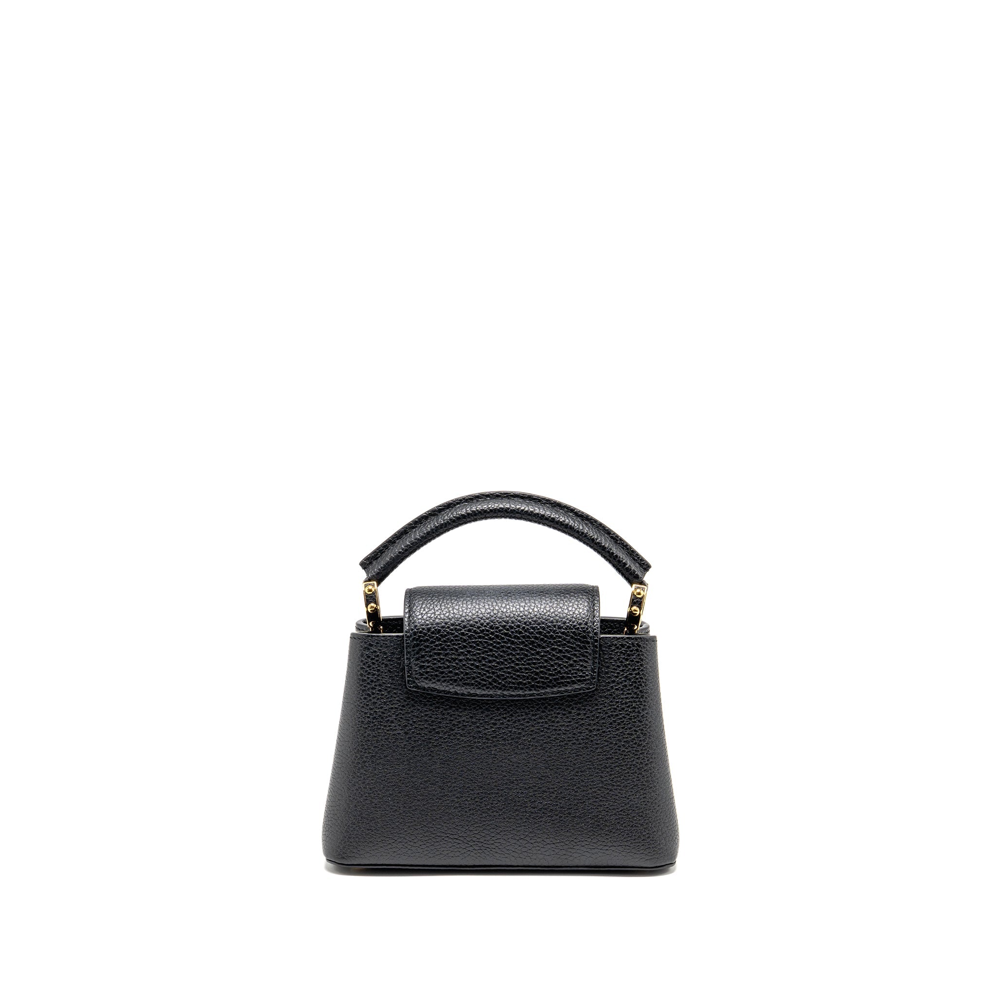 AAA Replica Louis Vuitton LV CAPUCINES MINI TAURILLON BLACK GHW