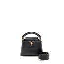 AAA Replica Louis Vuitton LV CAPUCINES MINI TAURILLON BLACK GHW