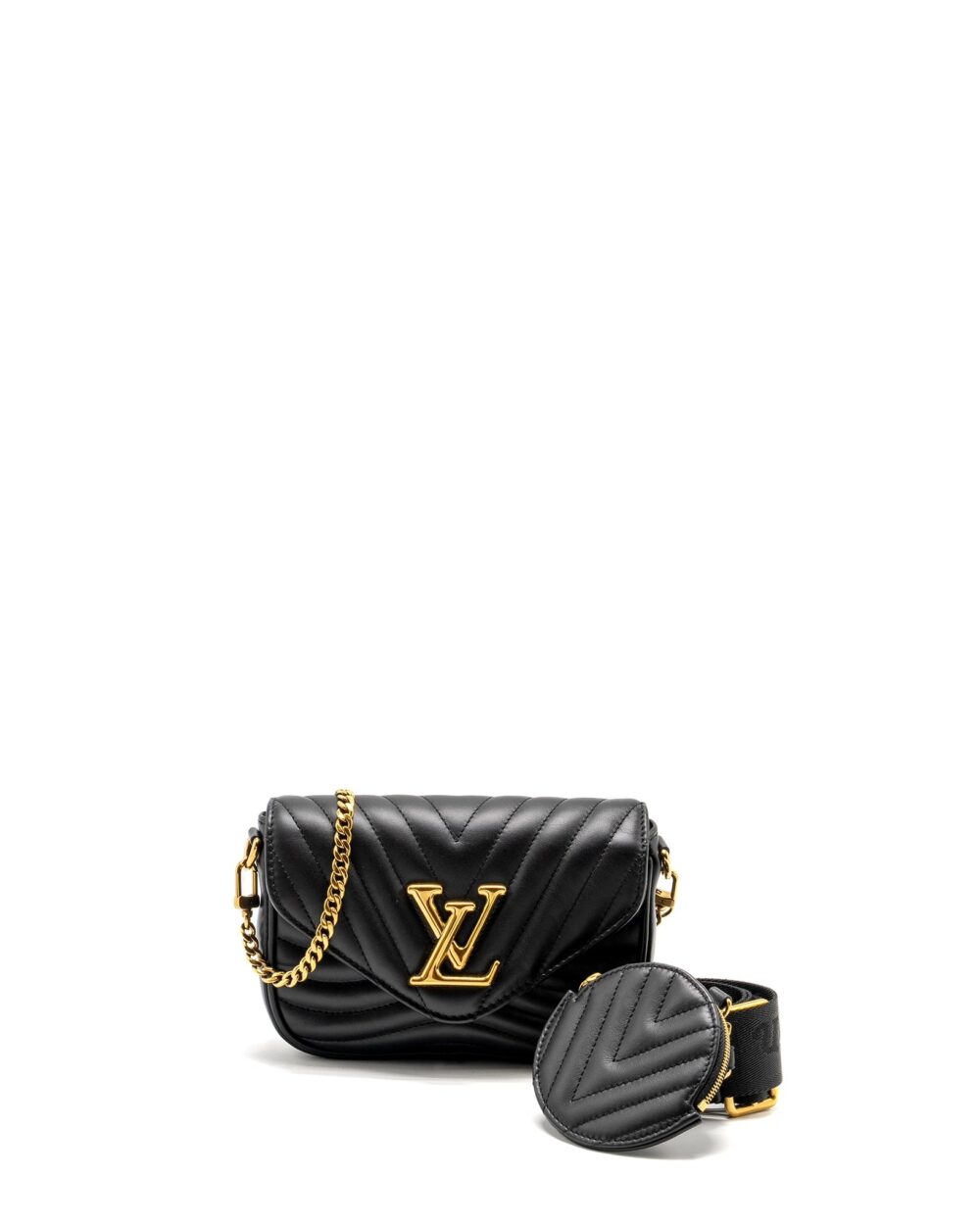AAA Replica Louis Vuitton LV NEW WAVE MULTI POCHETTE CALFSKIN BLACK GHW