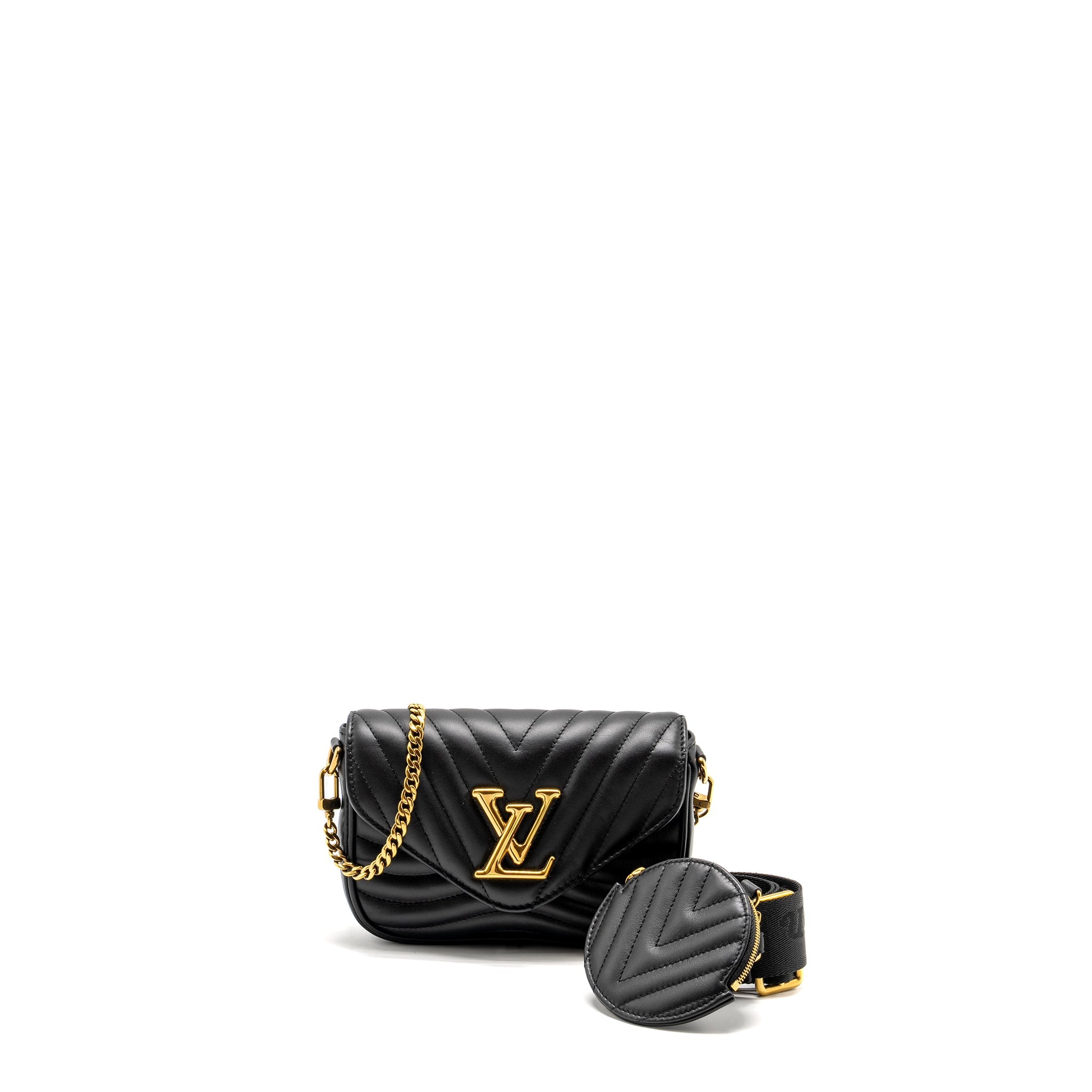 AAA Replica Louis Vuitton LV NEW WAVE MULTI POCHETTE CALFSKIN BLACK GHW