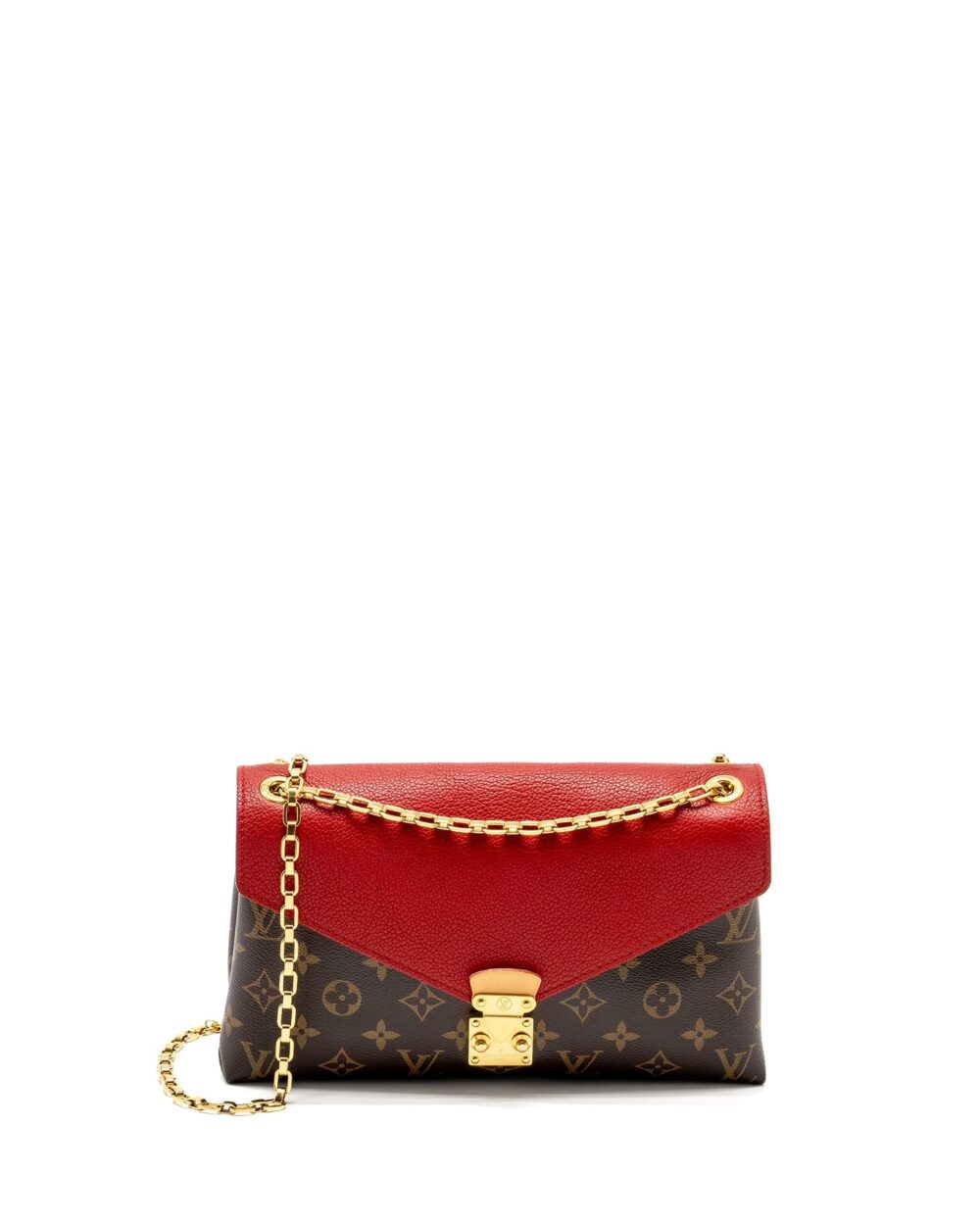 AAA Replica Louis Vuitton LV PALLAS CHAIN BAG MONOGRAM CANVAS/LEATHER RED GHW