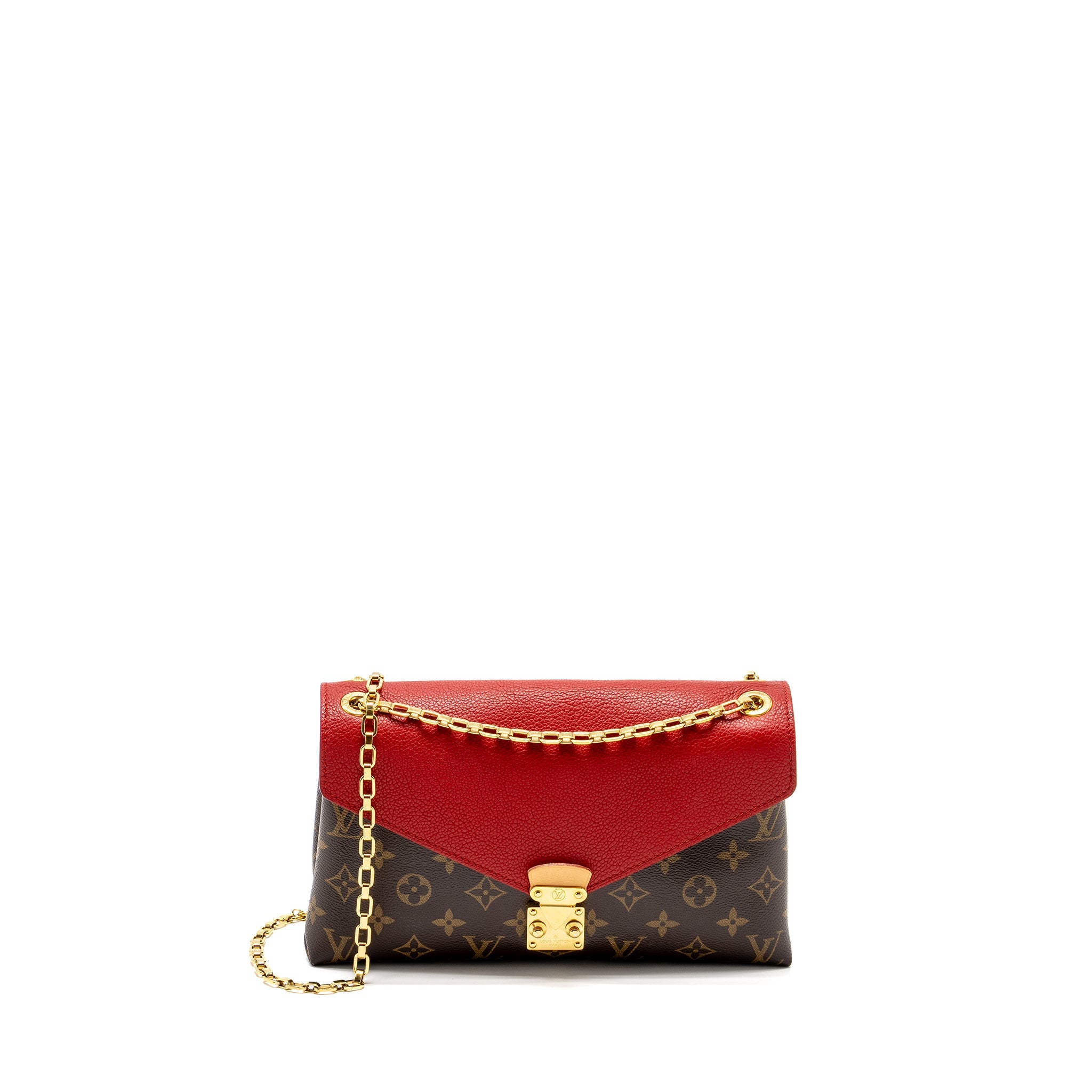 AAA Replica Louis Vuitton LV PALLAS CHAIN BAG MONOGRAM CANVAS/LEATHER RED GHW