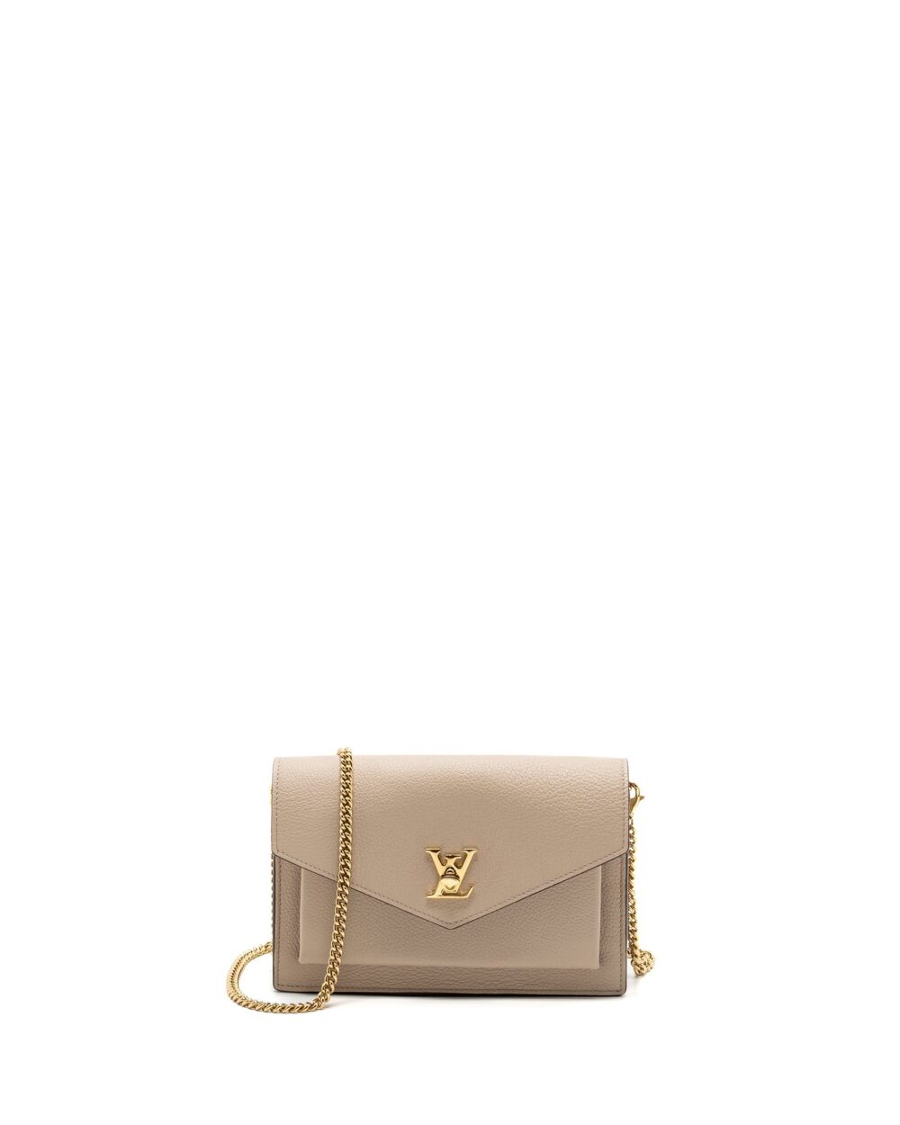AAA Replica Louis Vuitton LV MYLOCKME CHAIN POCHETTE CALFSKIN GREIGE BEIGE GHW