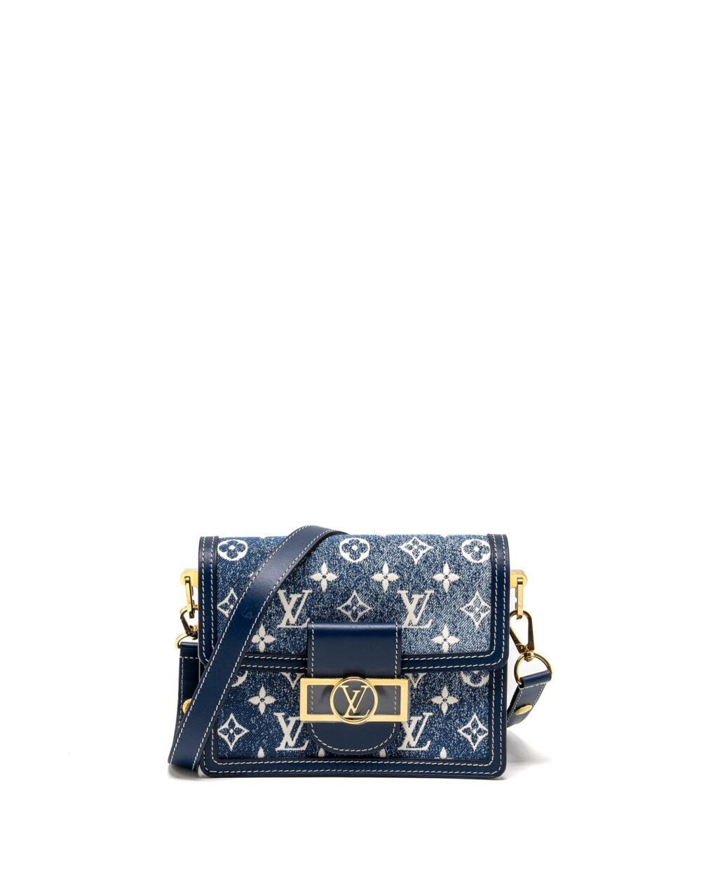 AAA Replica Louis Vuitton LV MINI DAUPHINE DENIM BLUE GHW