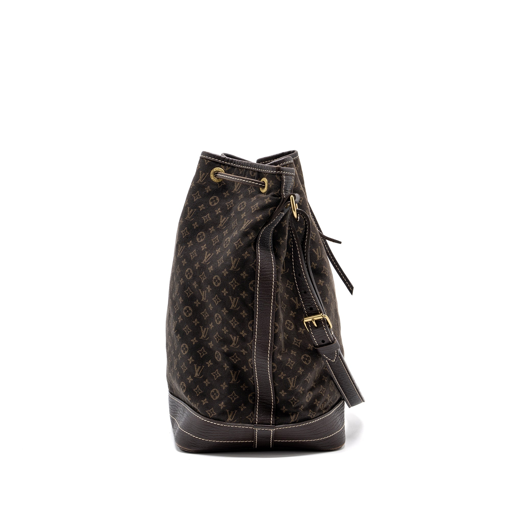 AAA Replica Louis Vuitton LV LIN NOE BAG FABRIC / LEATHER EBENE GHW