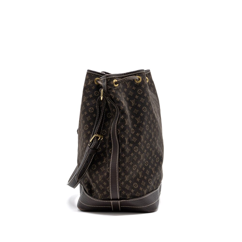 AAA Replica Louis Vuitton LV LIN NOE BAG FABRIC / LEATHER EBENE GHW