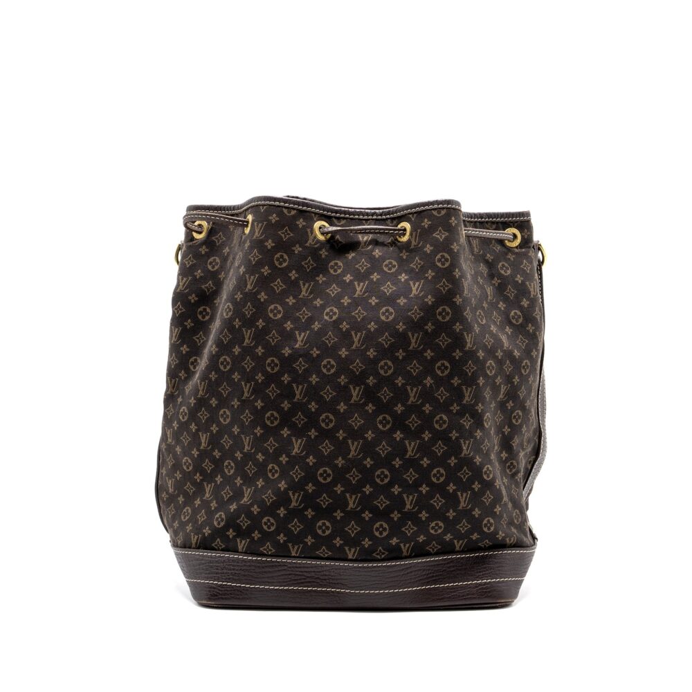 AAA Replica Louis Vuitton LV LIN NOE BAG FABRIC / LEATHER EBENE GHW