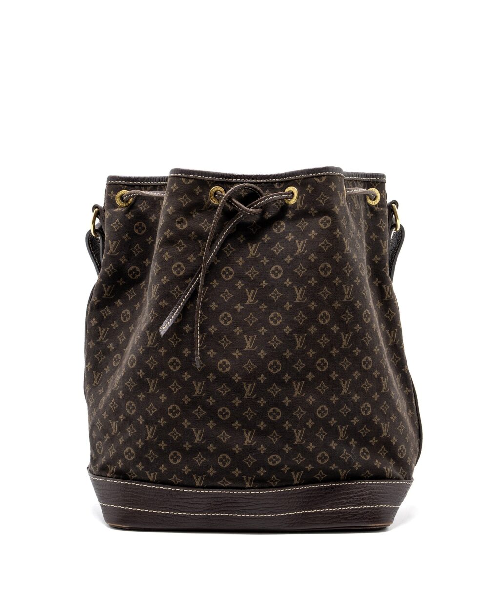 AAA Replica Louis Vuitton LV LIN NOE BAG FABRIC / LEATHER EBENE GHW