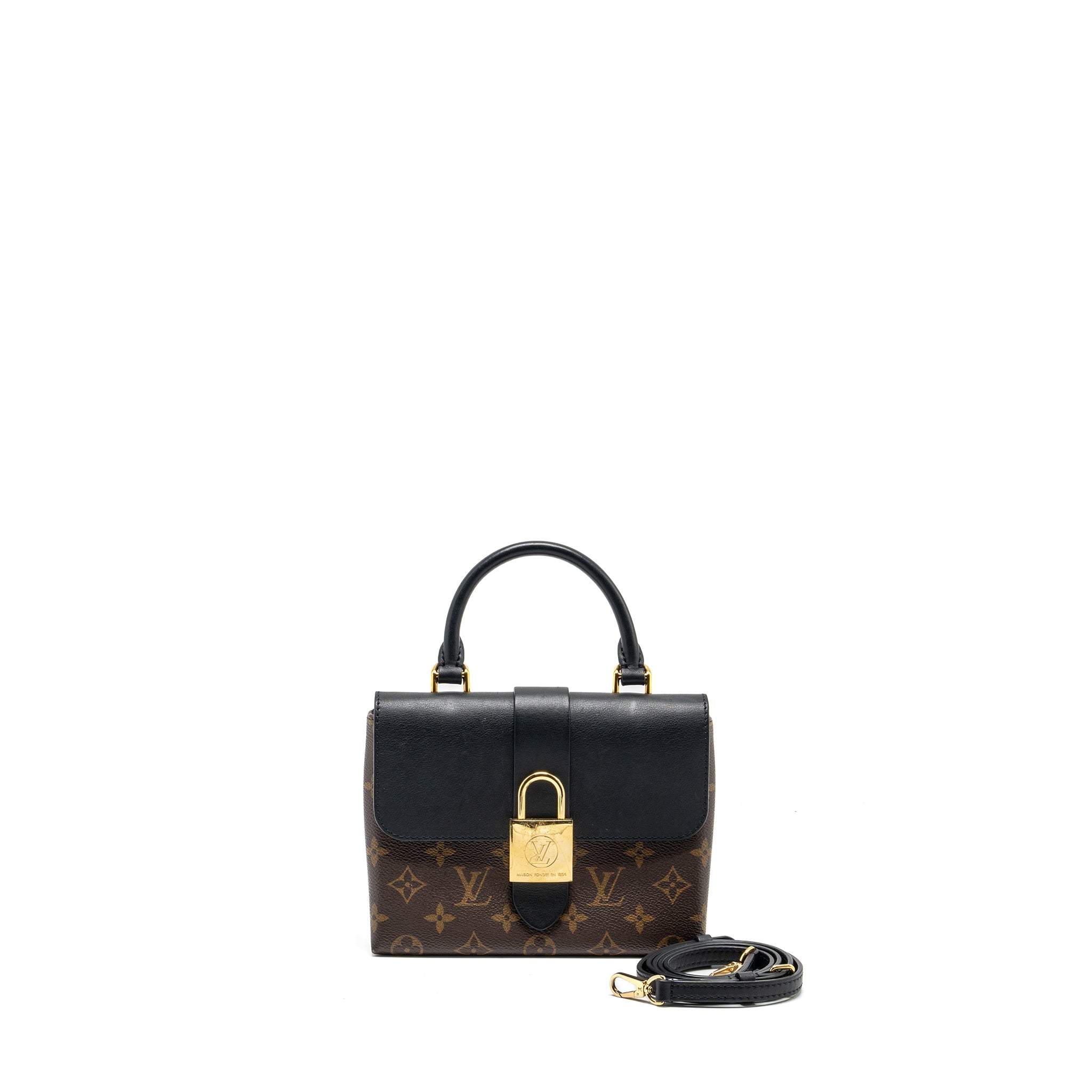 AAA Replica Louis Vuitton LV LOCKY BB MONOGRAM CANVAS/LEATHER BLACK GHW