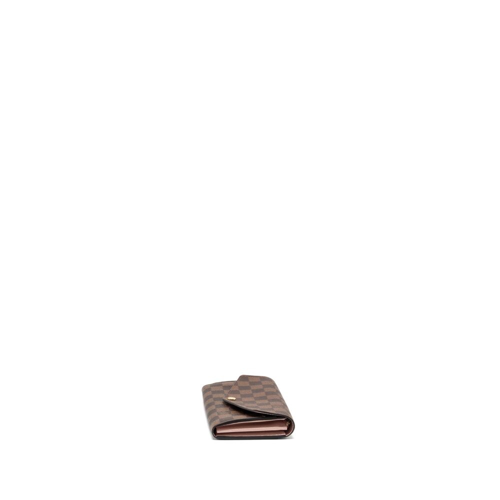 AAA Replica Louis Vuitton LV SARAH WALLET DAMIER EBENE / ROSE BALLERINE