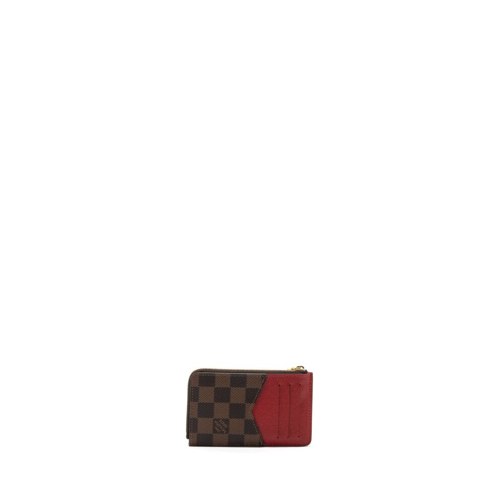 AAA Replica Louis Vuitton LV CARD HOLDER RECTO VERSO DAMIER EBENE/ RED GHW (NEW VERSION)
