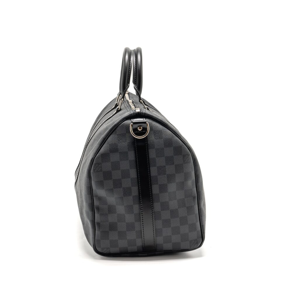 AAA Replica Louis Vuitton LV KEEPALL BANDOULIERE 45 DAMIER GRAPHITE CANVAS BLACK SHW