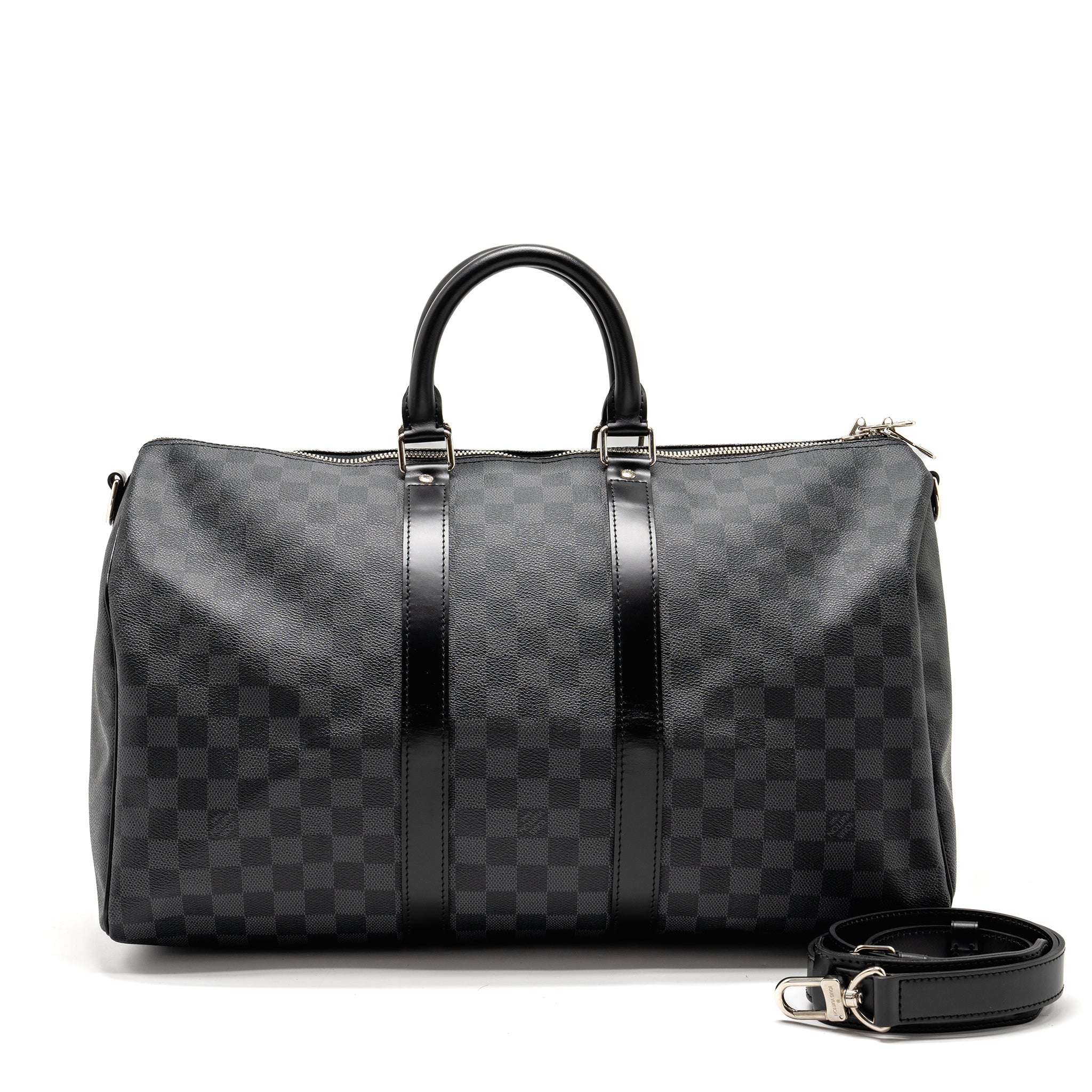 AAA Replica Louis Vuitton LV KEEPALL BANDOULIERE 45 DAMIER GRAPHITE CANVAS BLACK SHW