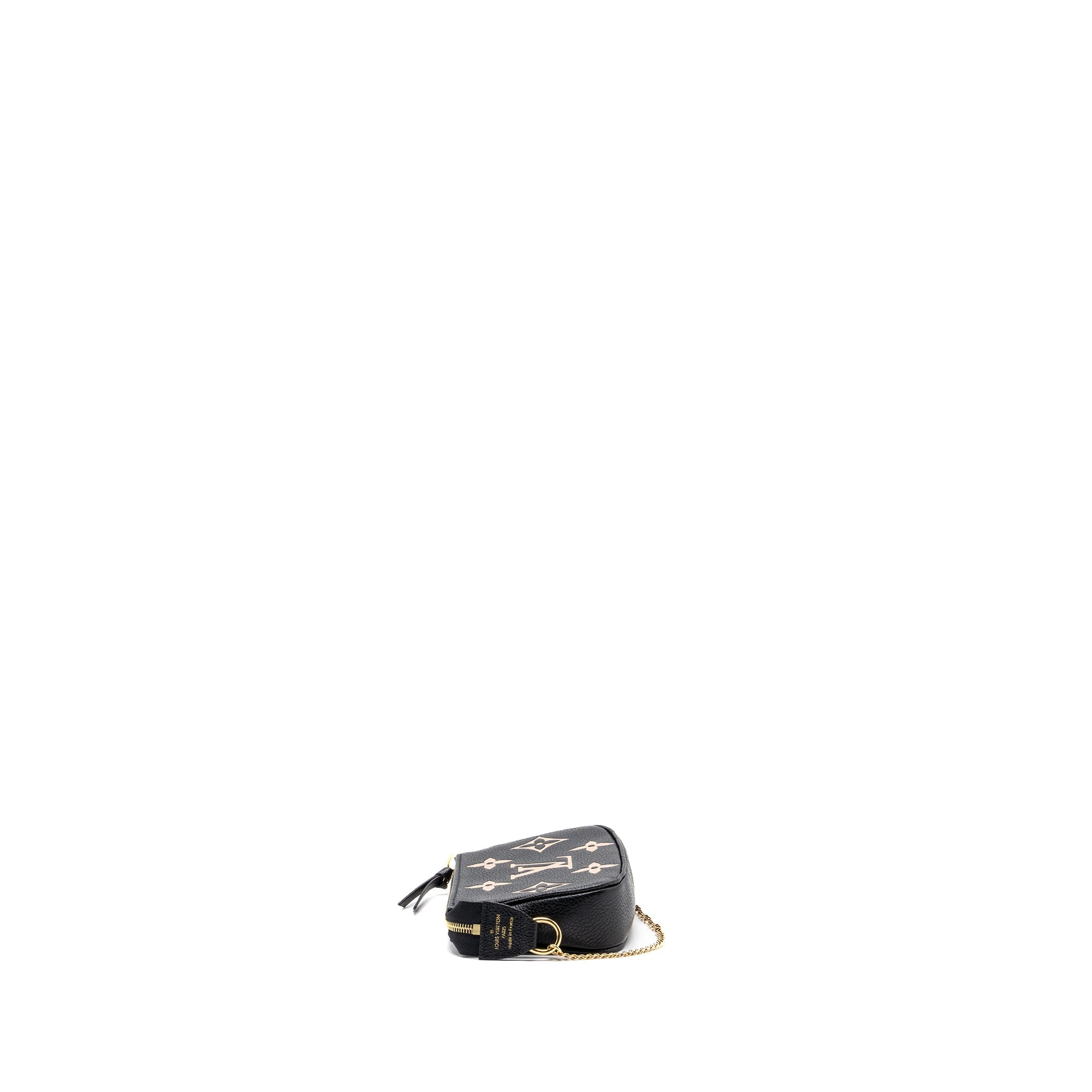 AAA Replica Louis Vuitton LV MINI POCHETTE ACCESSORIES MONOGRAM EMPREINTE BLACK/ BEIGE GHW