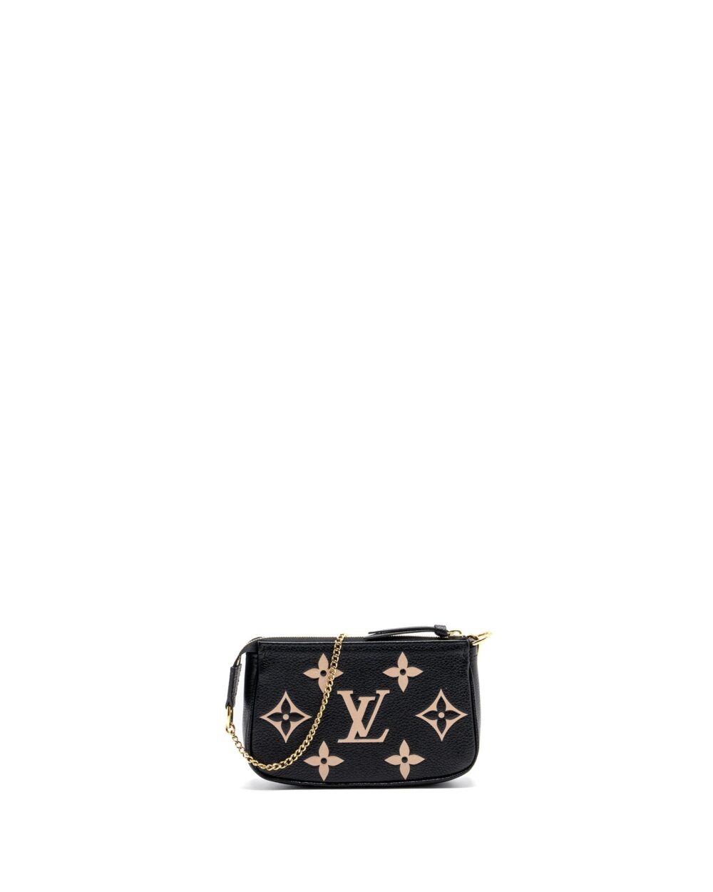 AAA Replica Louis Vuitton LV MINI POCHETTE ACCESSORIES MONOGRAM EMPREINTE BLACK/ BEIGE GHW