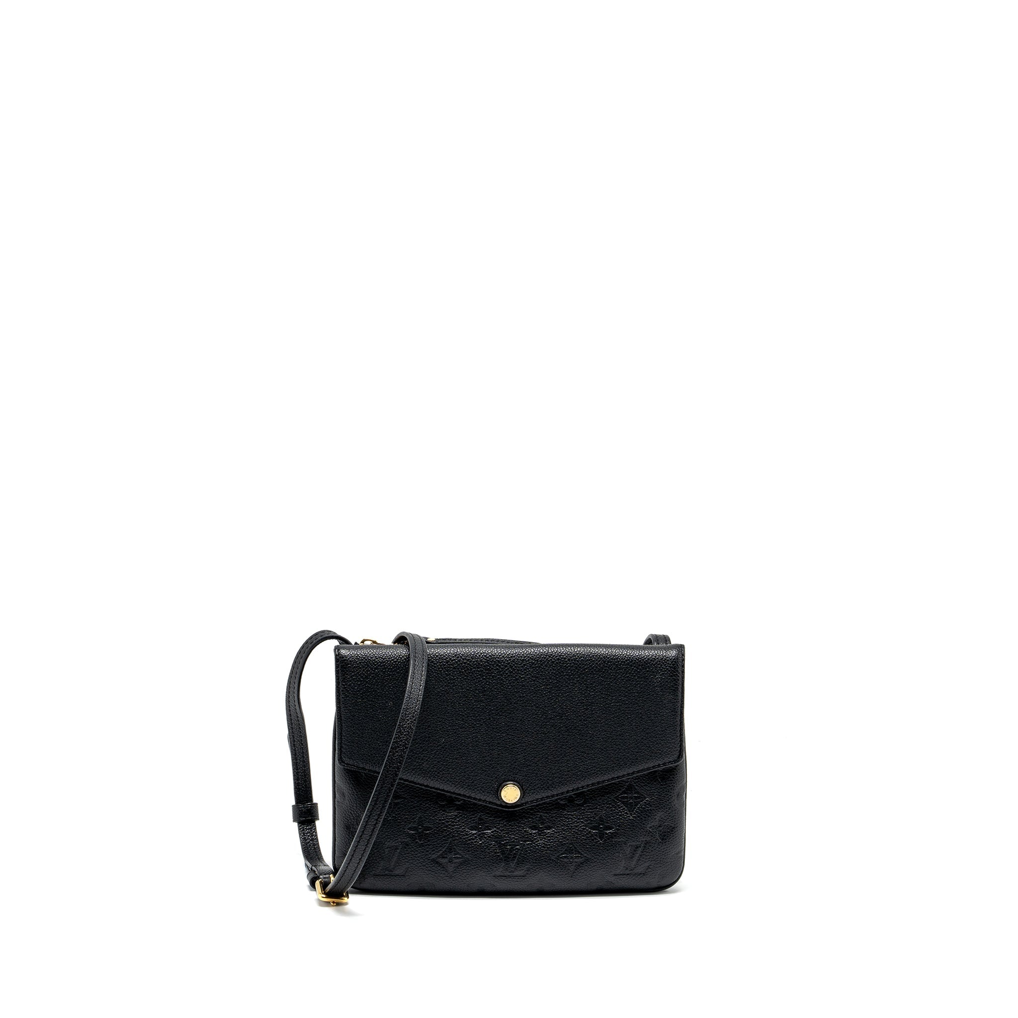 AAA Replica Louis Vuitton LV ENVELOP POCHETTE MONOGRAM EMPREINTE BLACK GHW