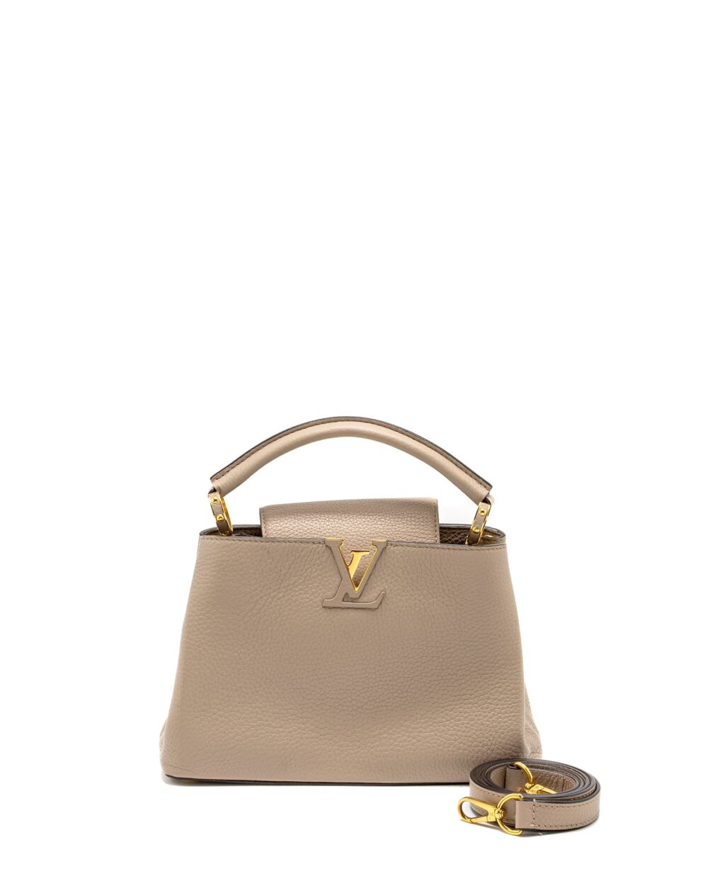 AAA Replica Louis Vuitton LV CAPUCINES BB TAURILLON LIGHT GREY GHW