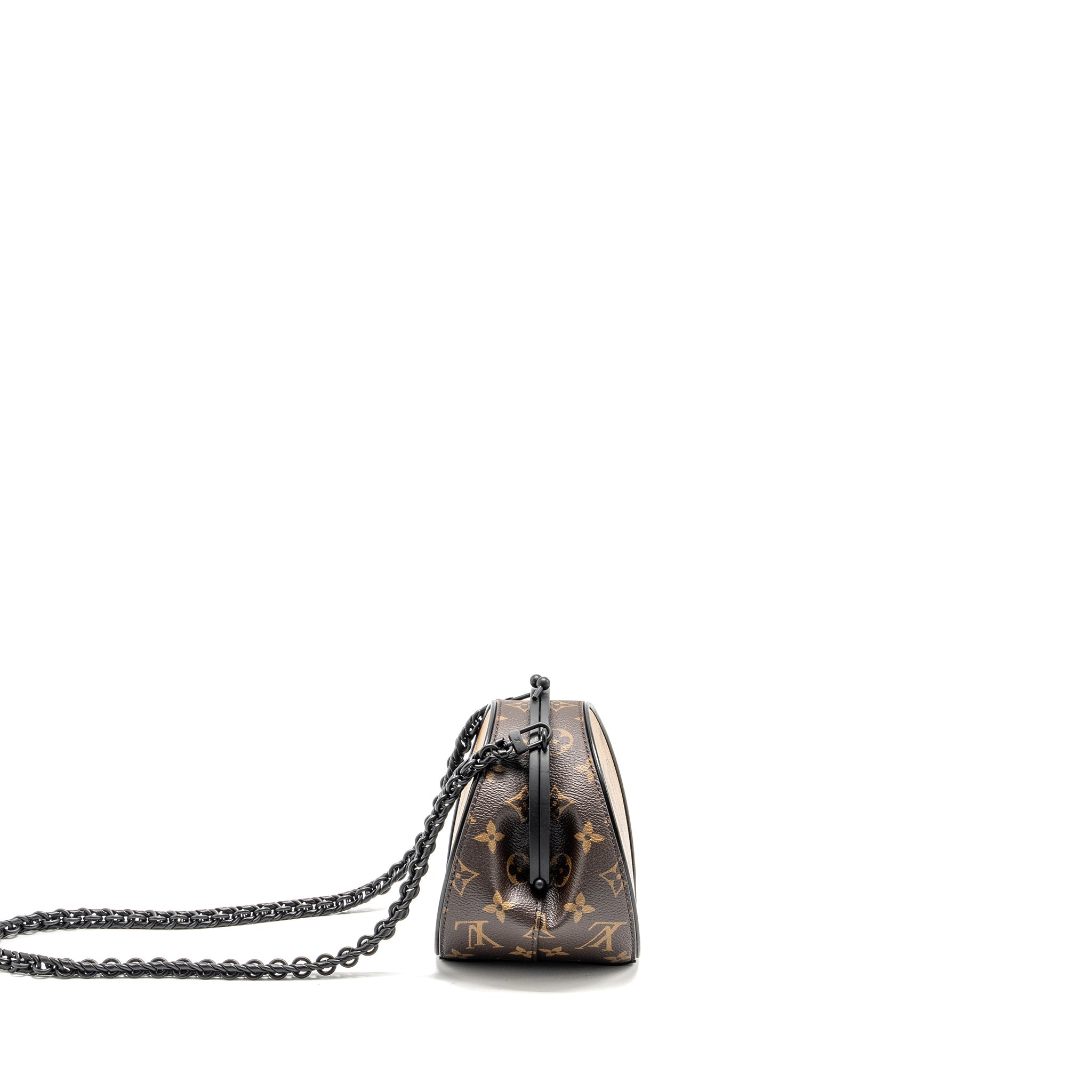AAA Replica Louis Vuitton LV BOURSICOT CHAIN BAG REVERSE MONOGRAM CANVAS/LEATHER BLACK HARDWARE