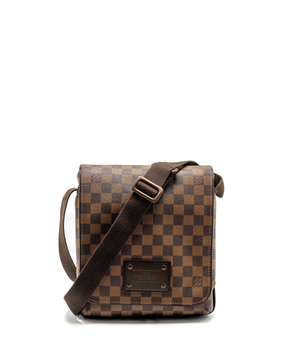 AAA Replica Louis Vuitton LV BROOKLYN PM MESSENGER BAG DAMIER EBENE CANVAS BROWN HARDWARE