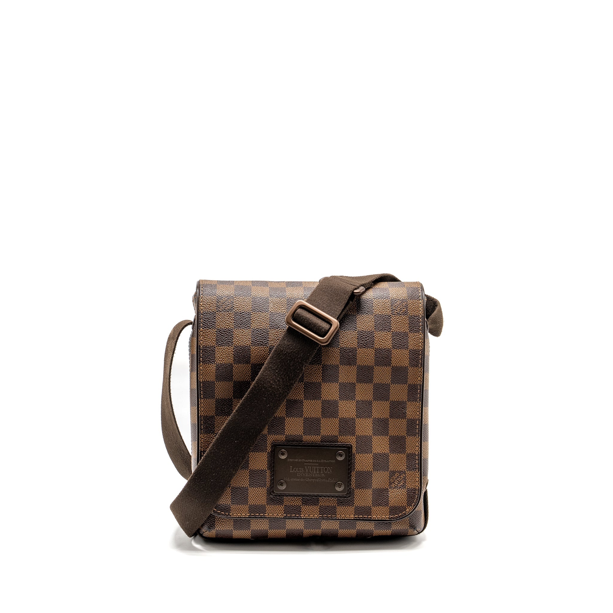 AAA Replica Louis Vuitton LV BROOKLYN PM MESSENGER BAG DAMIER EBENE CANVAS BROWN HARDWARE
