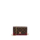 AAA Replica Louis Vuitton LV FLORE CHAIN WALLET MONOGRAM CANVAS/ DARK RED GHW