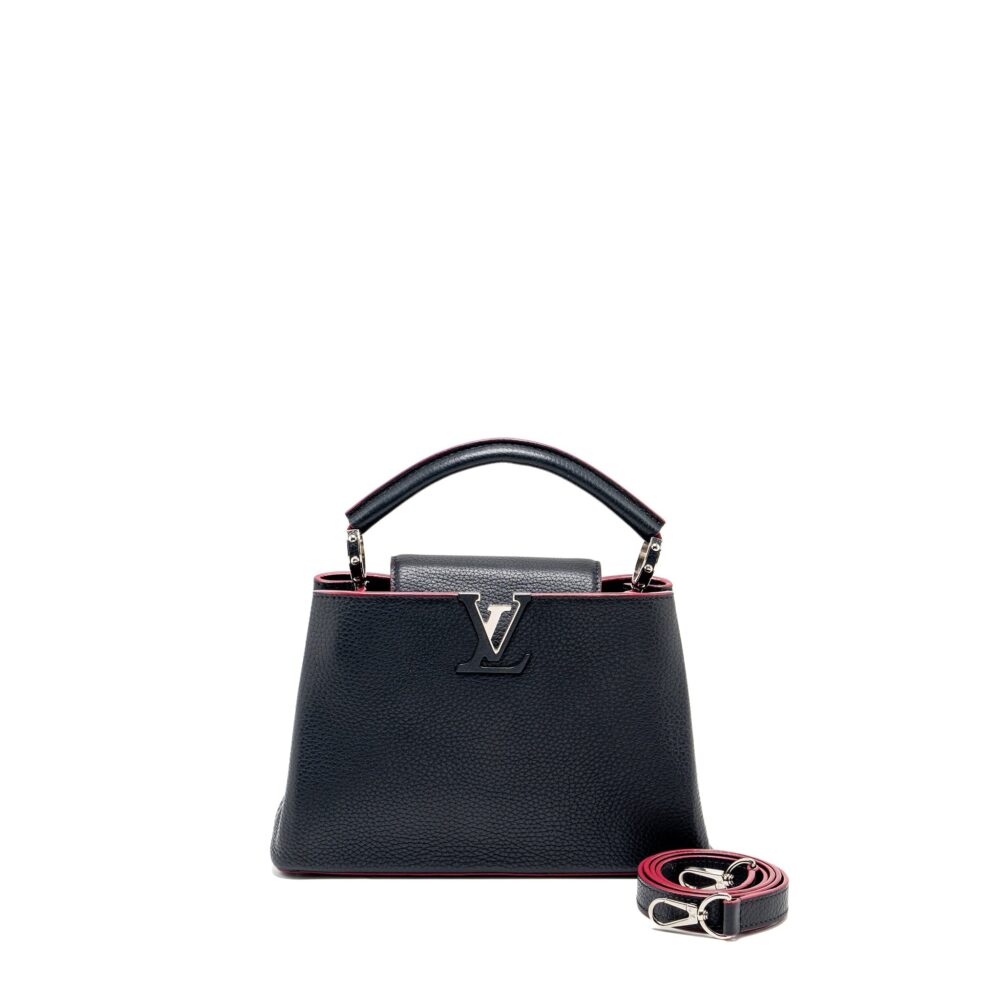 AAA Replica Louis Vuitton LV CAPUCINES BB TAURILLON NAVY SHW