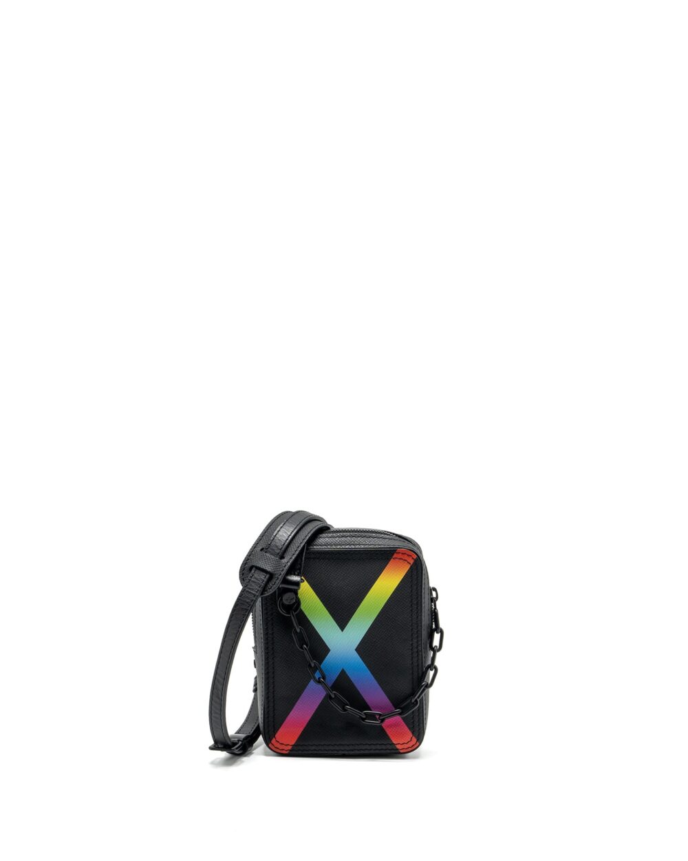 AAA Replica Louis Vuitton LV DANUBE MESSENGER BAG TAIGA BLACK/RAINBOW BLACK HARDWARE