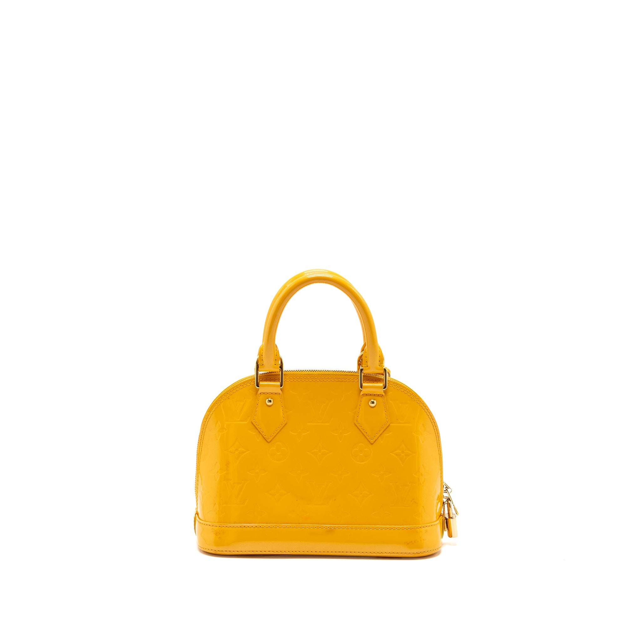 AAA Replica Louis Vuitton LV ALMA BB PATENT YELLOW LGHW
