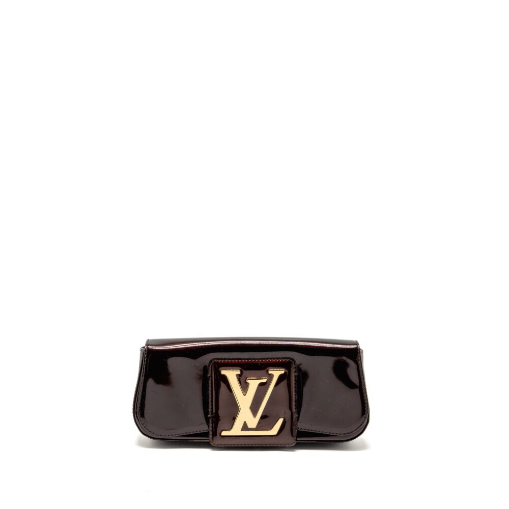AAA Replica Louis Vuitton LV SOBE CLUTCH PATENT LEATHER DARK PURPLE GHW